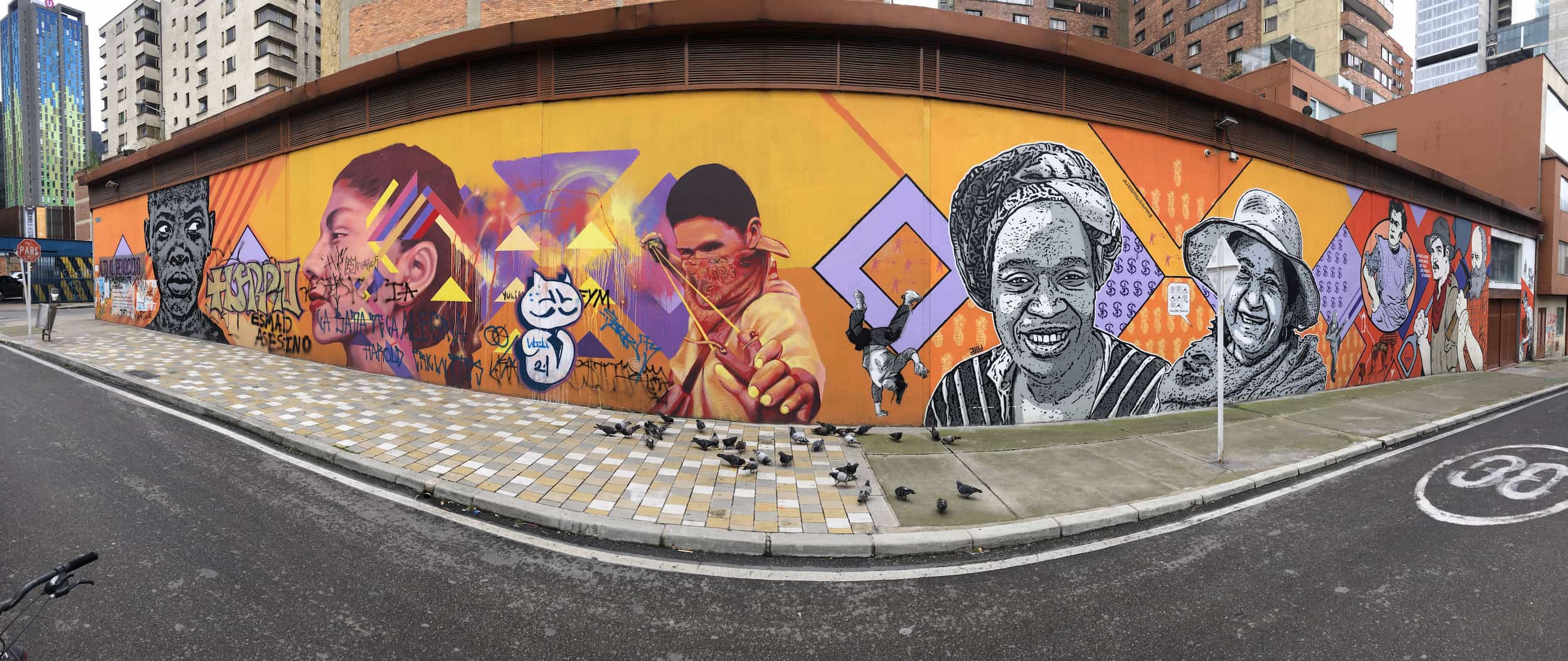Famous mural with Bogotá Bike Tours in Bogotá, Colombia