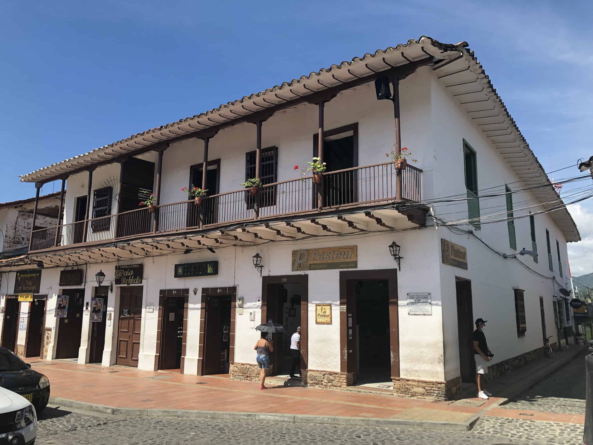 House where Jorge Isaacs stayed at Plaza Mayor Simón Bolívar in Santa Fe de Antioquia, Colombia