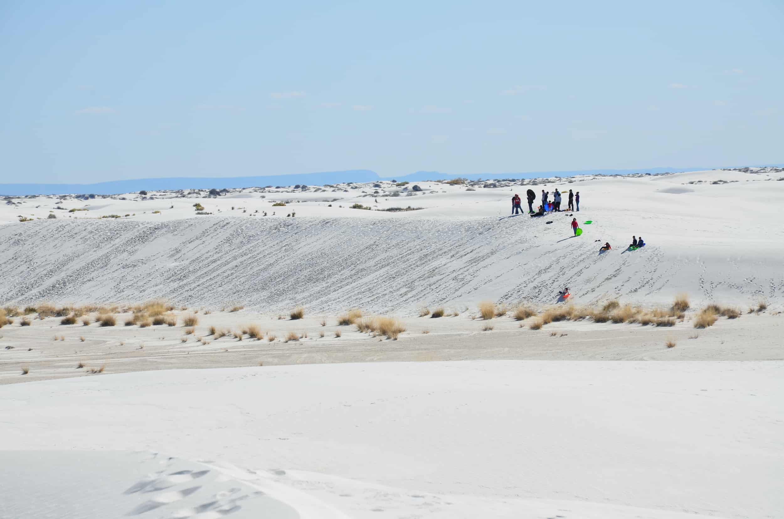 Sledding at White Sands National Park in New Mexico