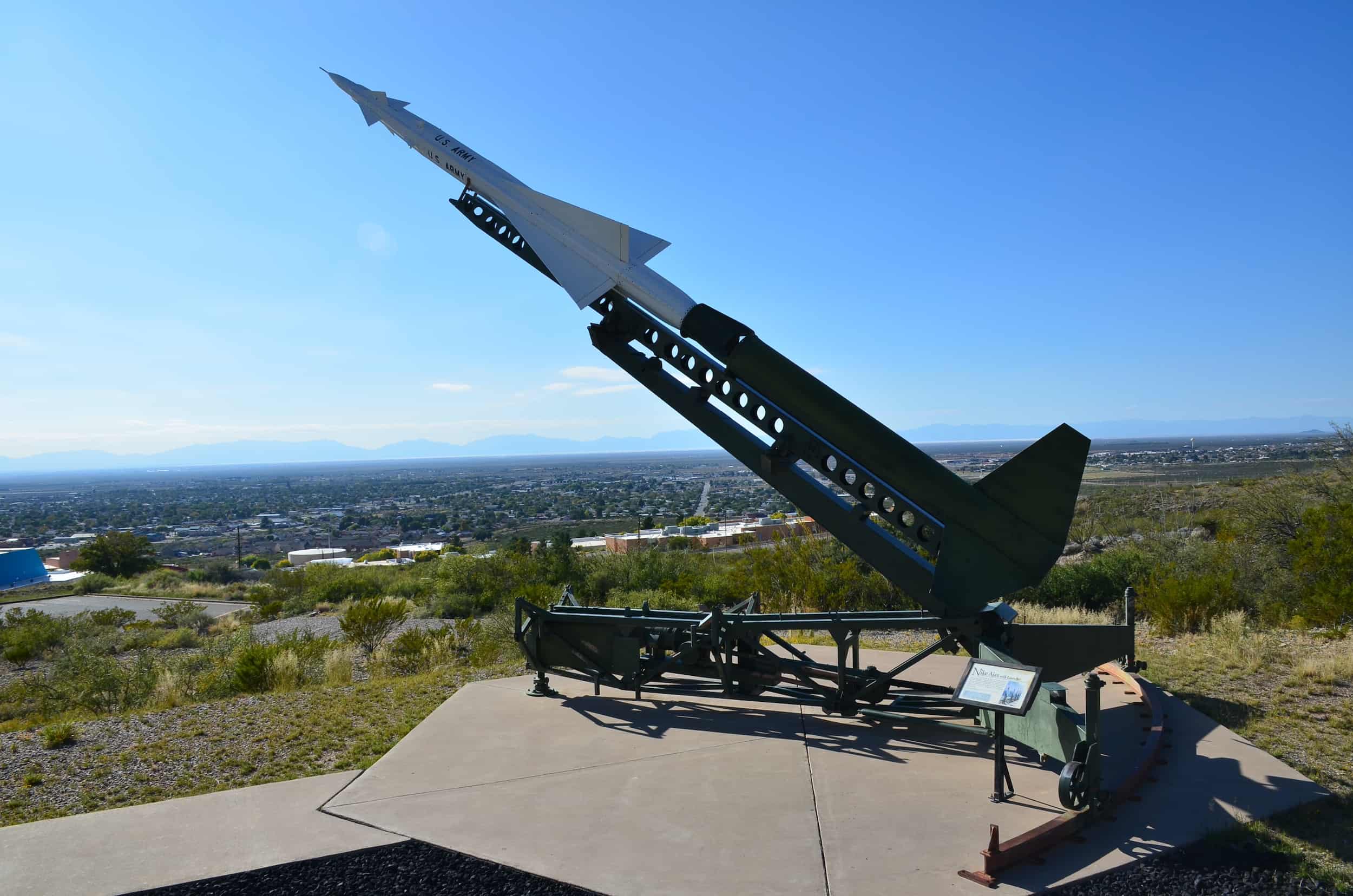 Nike Ajax missile with launcher at the New Mexico Museum of Space History in Alamogordo, New Mexico