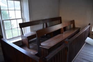 Jury box at the Old Lincoln County Courthouse at Lincoln Historic Site in New Mexico