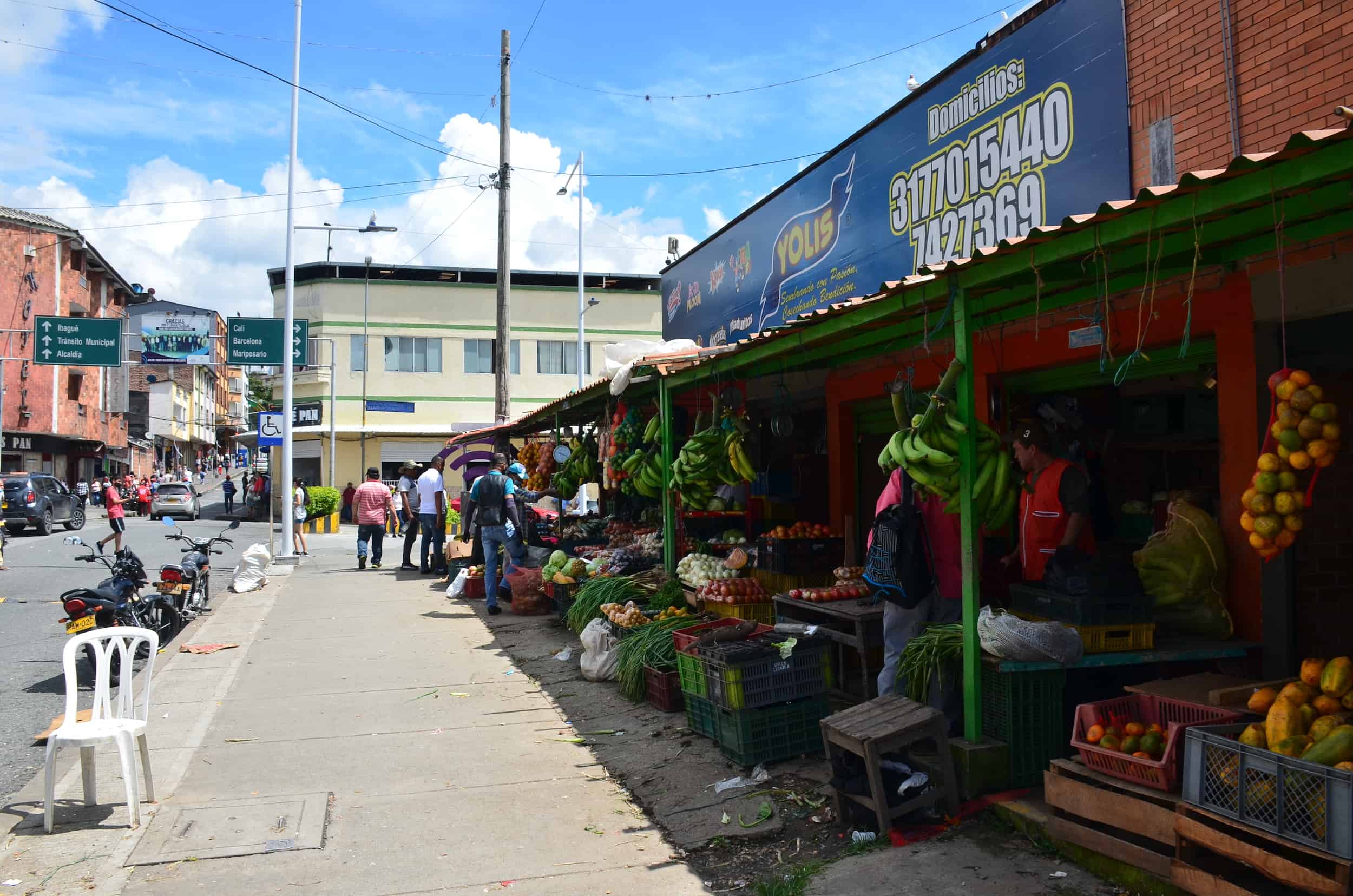Fruit and vegetable stands at the Market Plaza in Calarcá, Quindío, Colombia