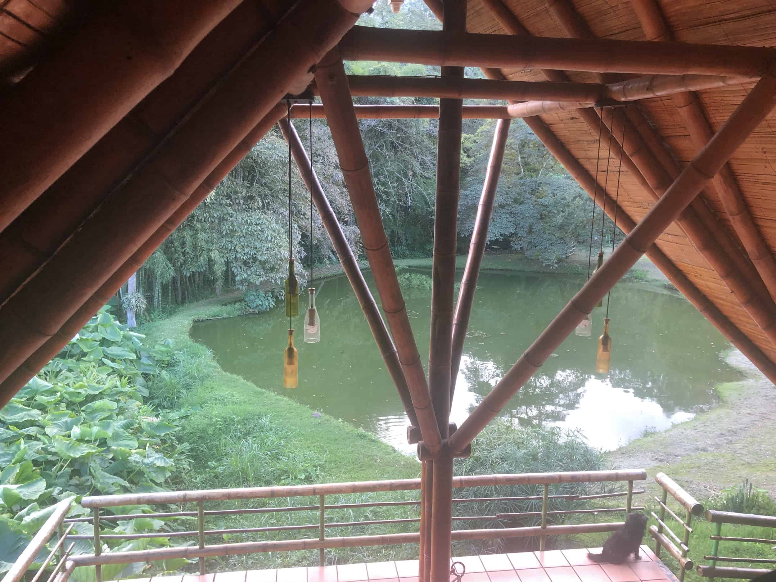 View from the loft bedroom in the lake cabin at Soñarte