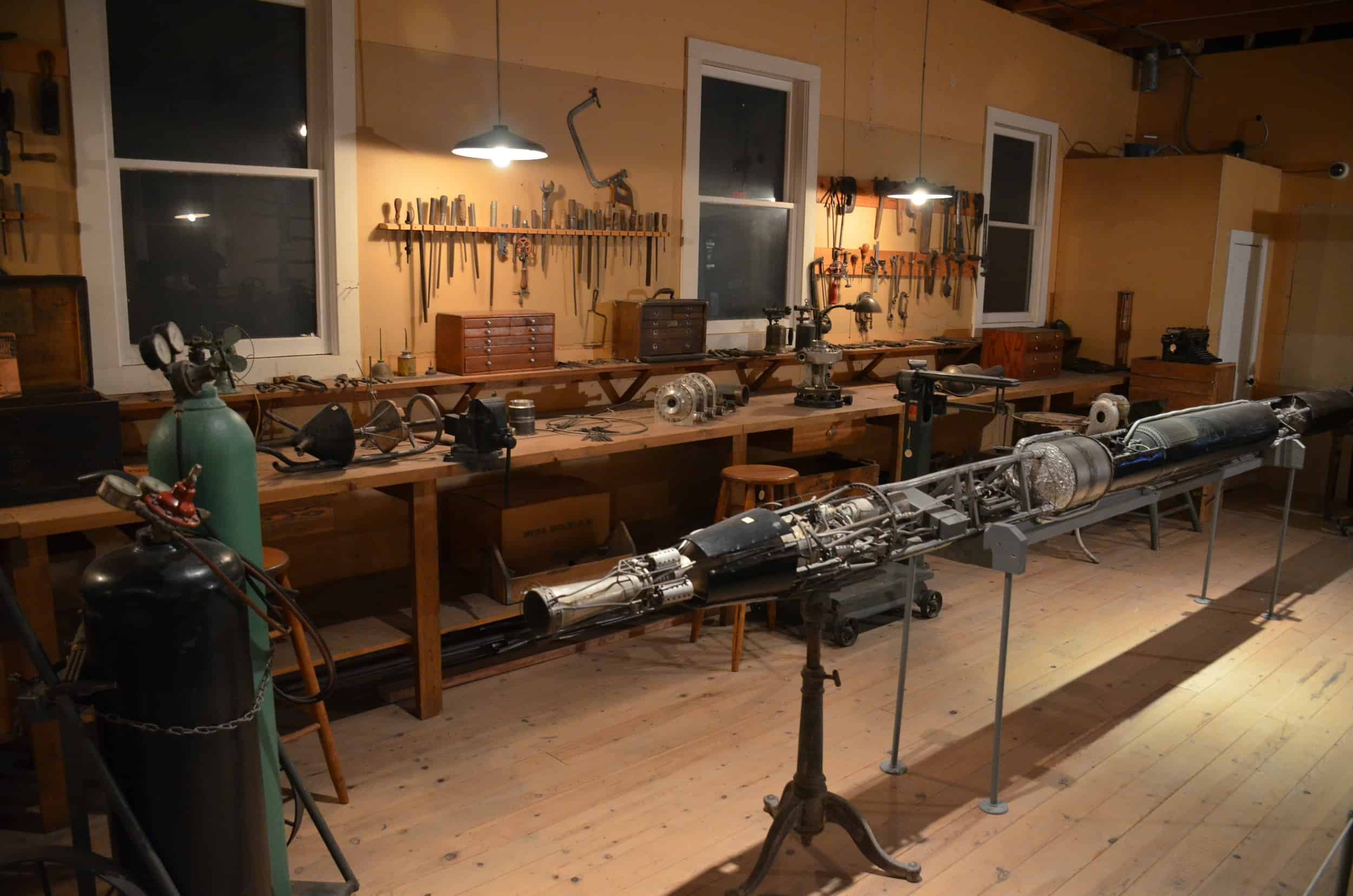 Recreation of Goddard's workshop in Robert H. Goddard: The Father of Modern Rocketry at the Roswell Museum and Arts Center in Roswell, New Mexico