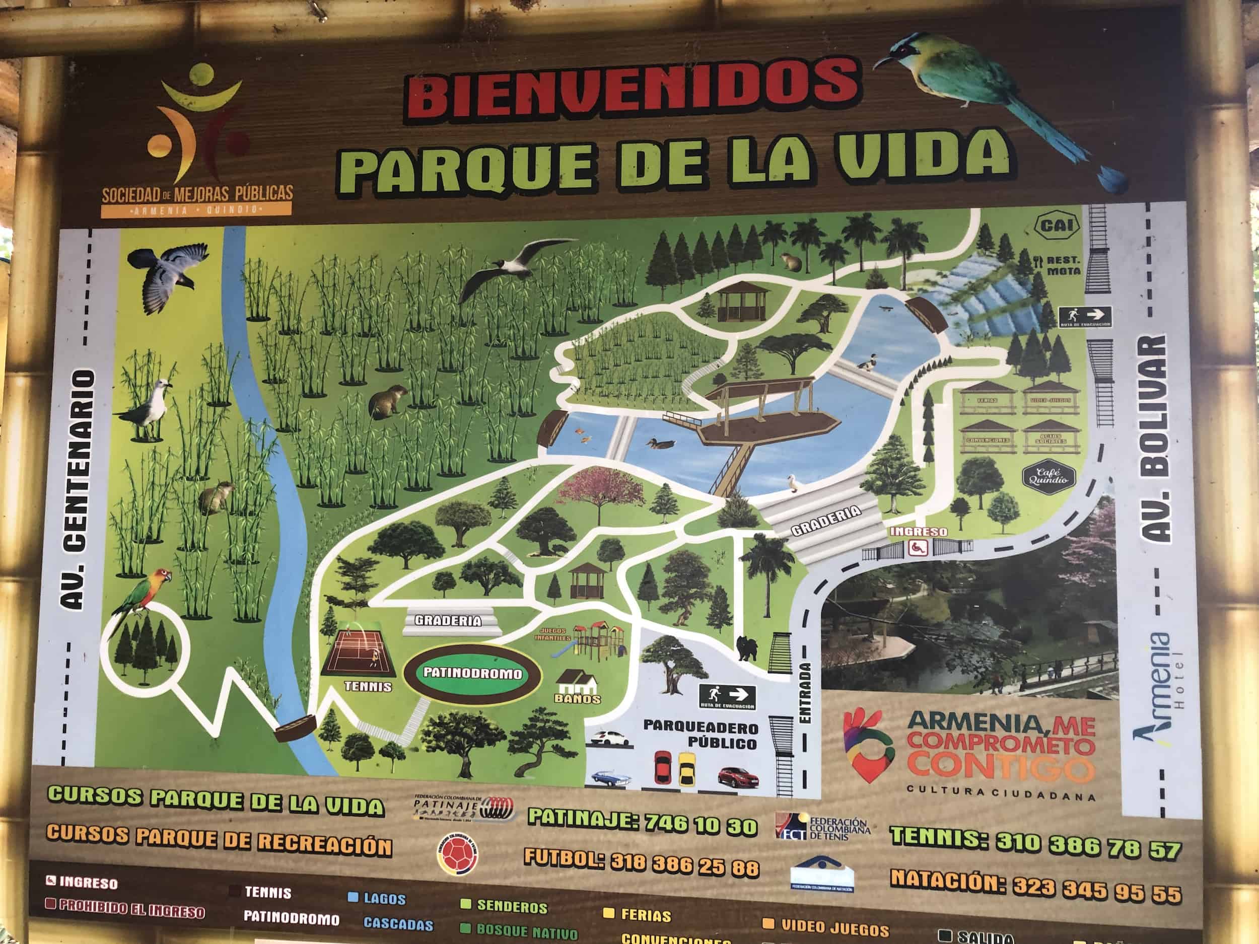 Map of Parque de la Vida in Armenia, Quindío, Colombia