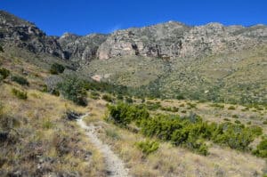 Mountains on Smith Spring Trail in Guadalupe Mountains National Park in Texas