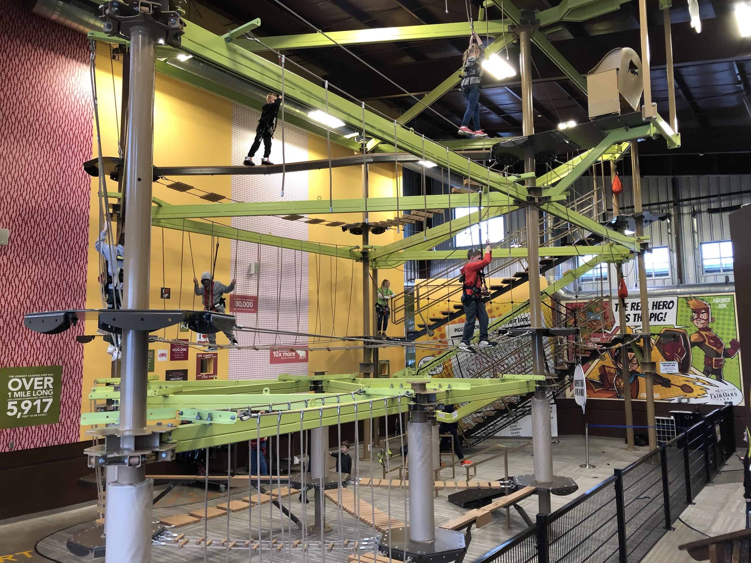 Rope course at the Pork Education Center on the Pig Adventure at Fair Oaks Farms in Indiana