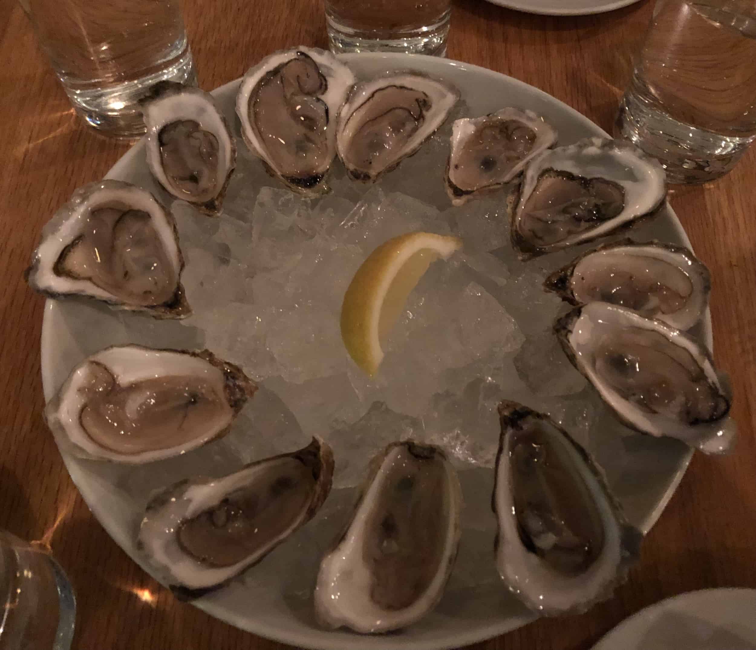 Oysters on the half shell at Main + Lincoln