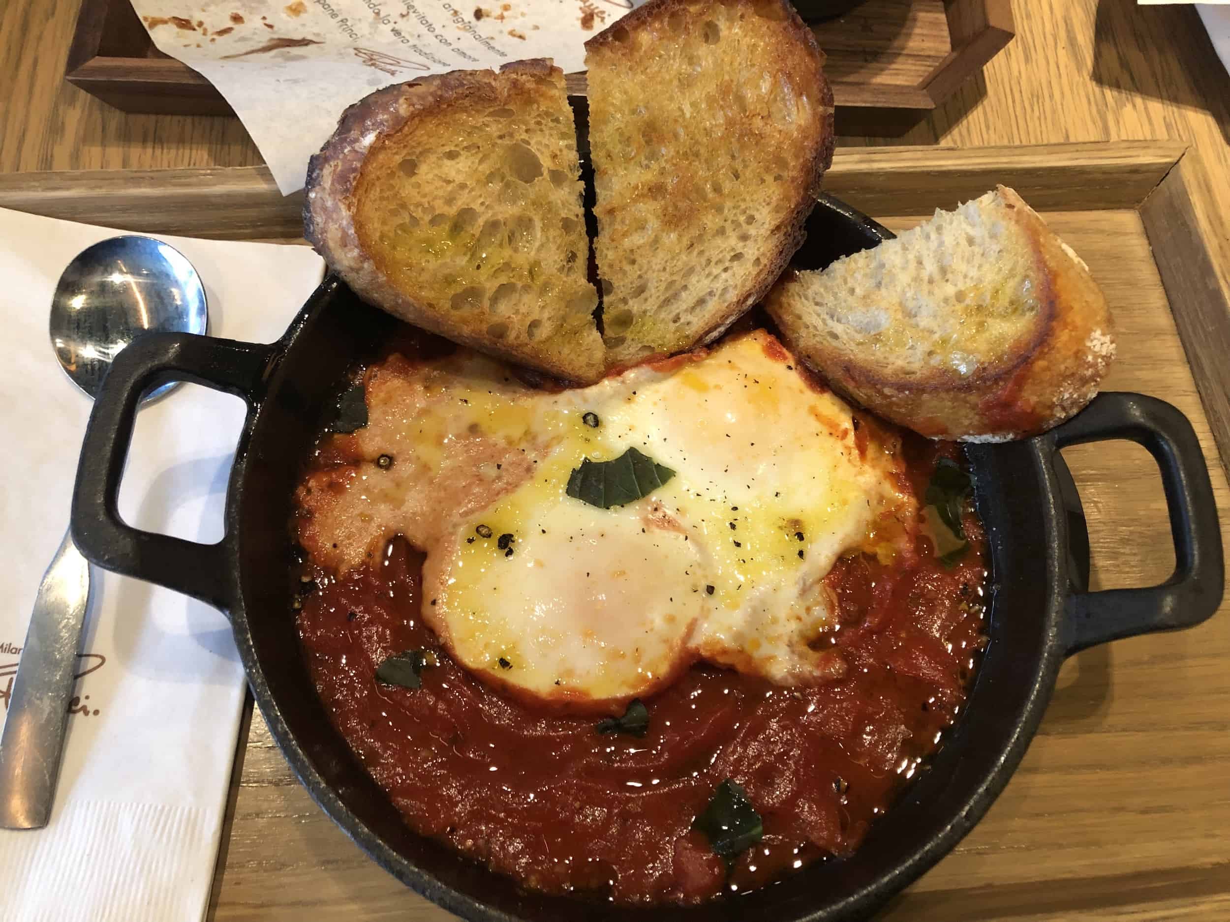Eggs in purgatory at Starbucks Reserve Roastery on the Magnificent Mile of Chicago, Illinois