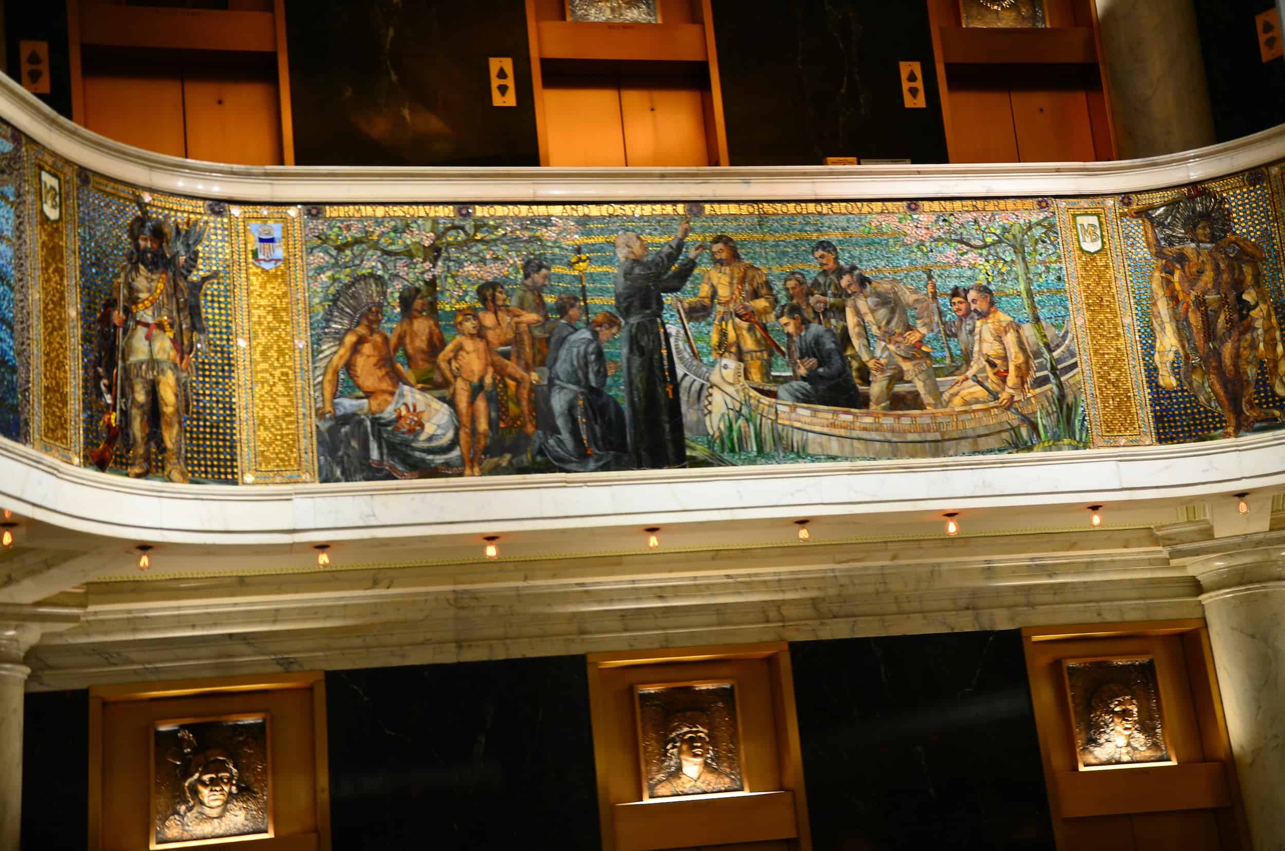 Mosaic panel in the lobby of the Marquette Building on Dearborn Street in Chicago, Illinois