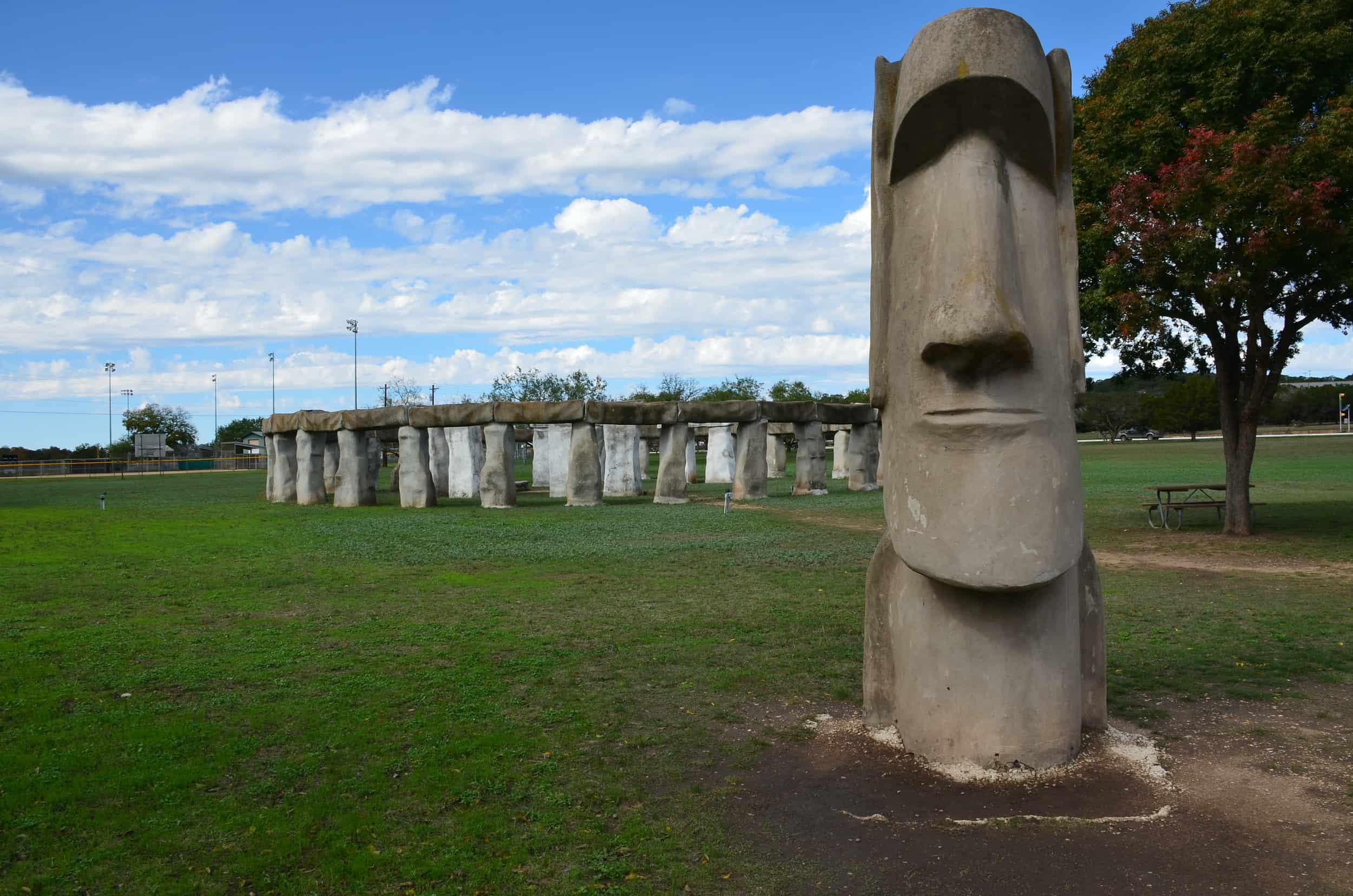Moai statue in Ingram, Texas
