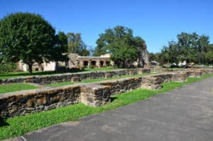 Foundations of a church at Mission Espada at San Antonio Missions National Historical Park in San Antonio, Texas