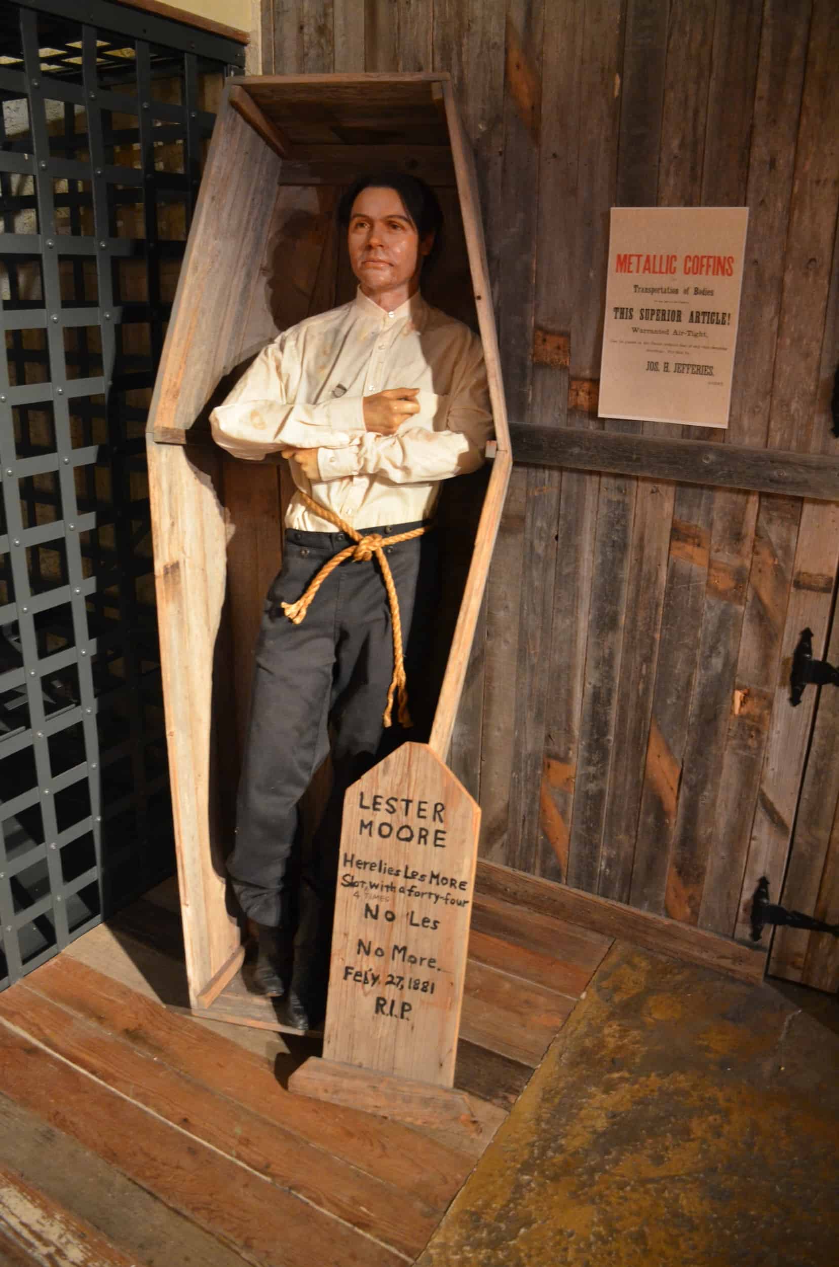 Coffin in Ranger Town at the Texas Ranger Museum in San Antonio, Texas