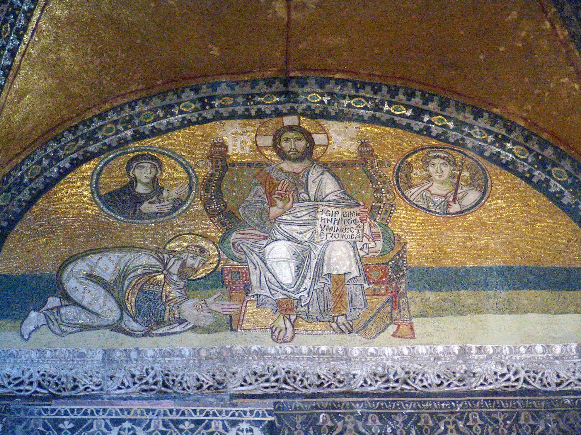 Mosaic of the Imperial Gate at Hagia Sophia in Istanbul, Turkey