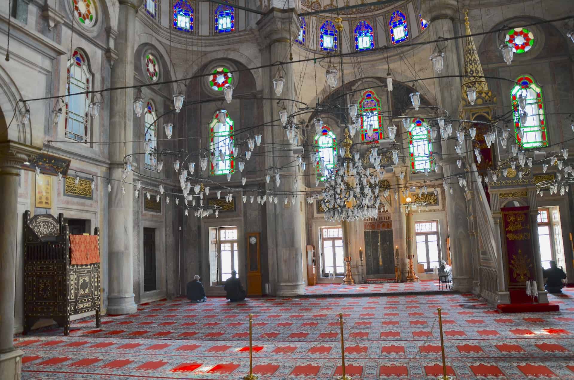 Prayer hall of the Laleli Mosque in Istanbul, Turkey