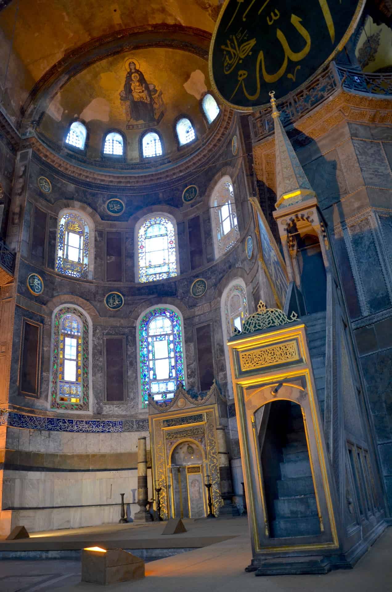 Mihrab and minbar at Hagia Sophia in Istanbul, Turkey