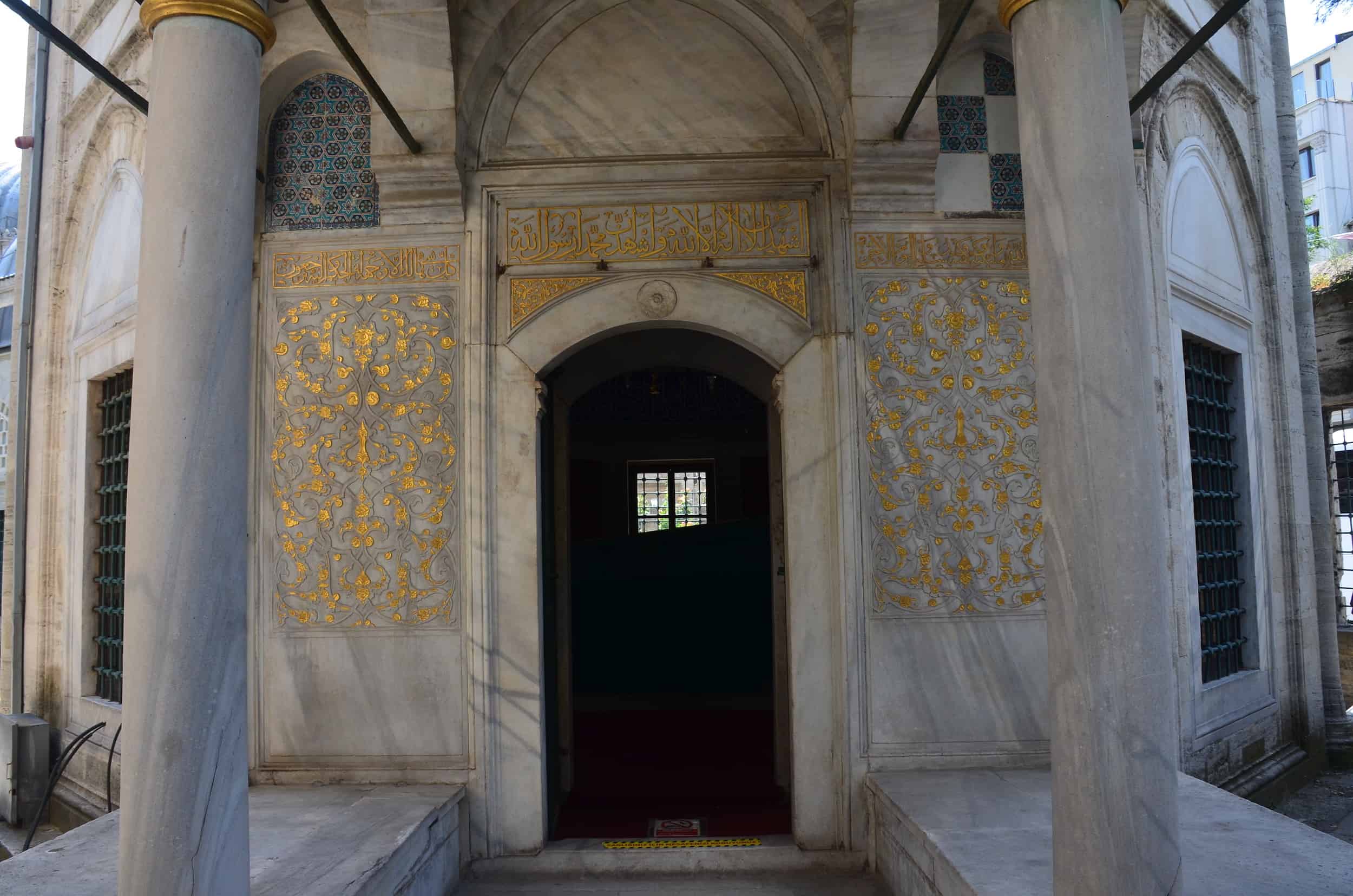 Entrance to the tomb of Damat Ibrahim Pasha at the Şehzade Mosque Complex in Istanbul, Turkey