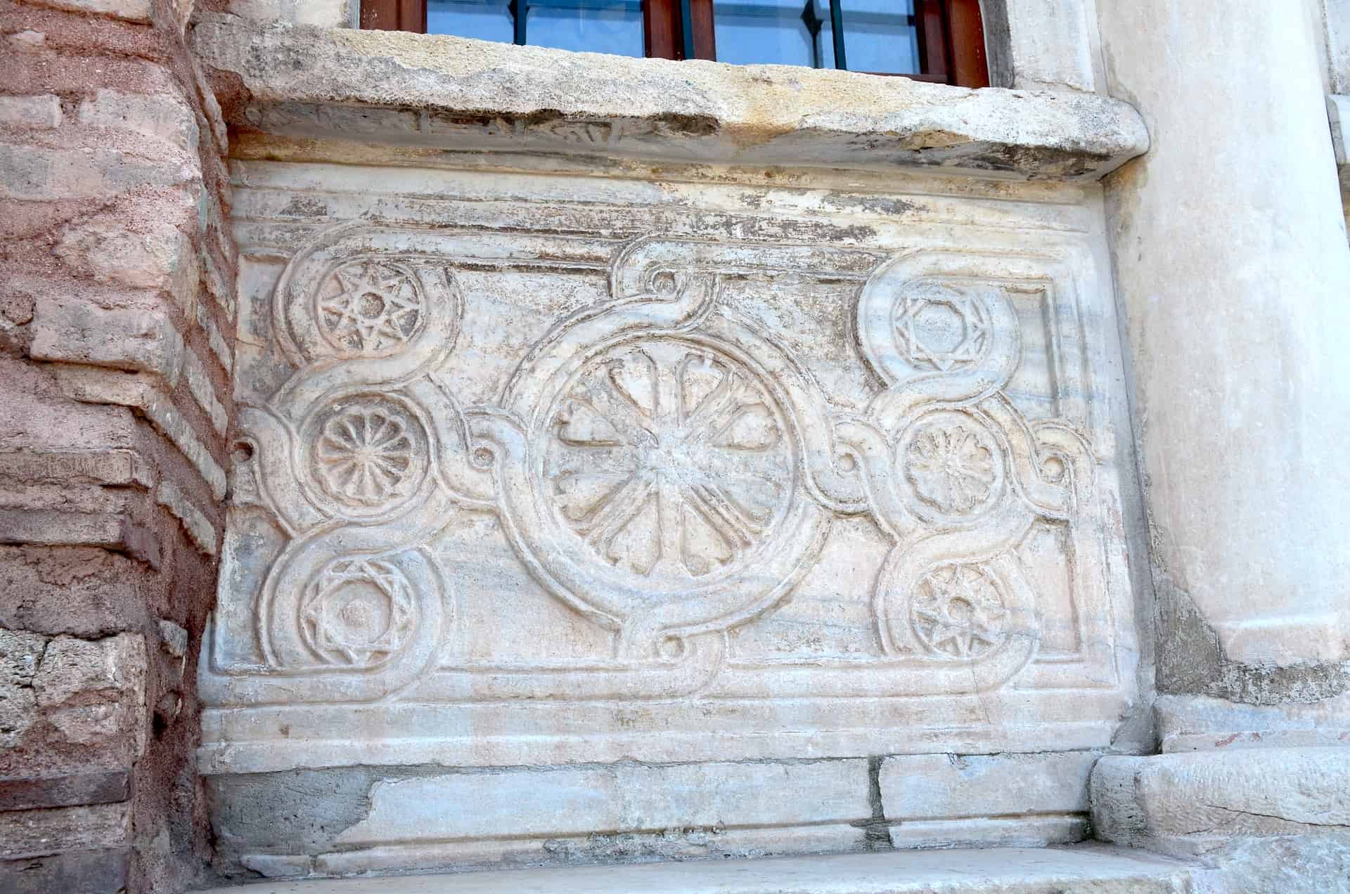 Byzantine stonework of the Molla Gürani Mosque in Vefa, Istanbul, Turkey