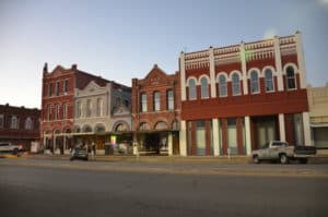 Buildings on Courthouse Square in Lockhart, Texas