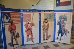 People who made up the Texas Army at the Texas State Capitol Visitors Center in Austin, Texas