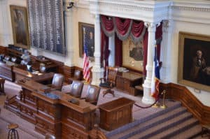 Rostrum in the House of Representative Chamber at the Texas State Capitol in Austin, Texas