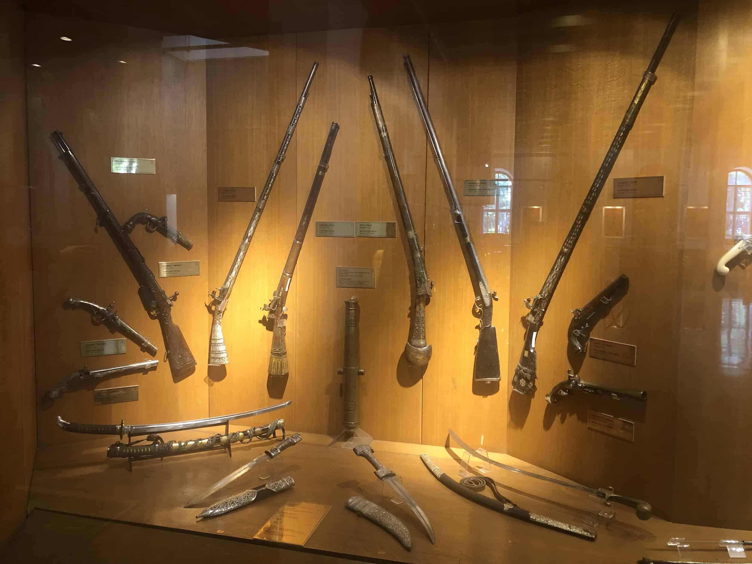 Ottoman guns and swords at the Harbiye Military Museum in Istanbul, Turkey