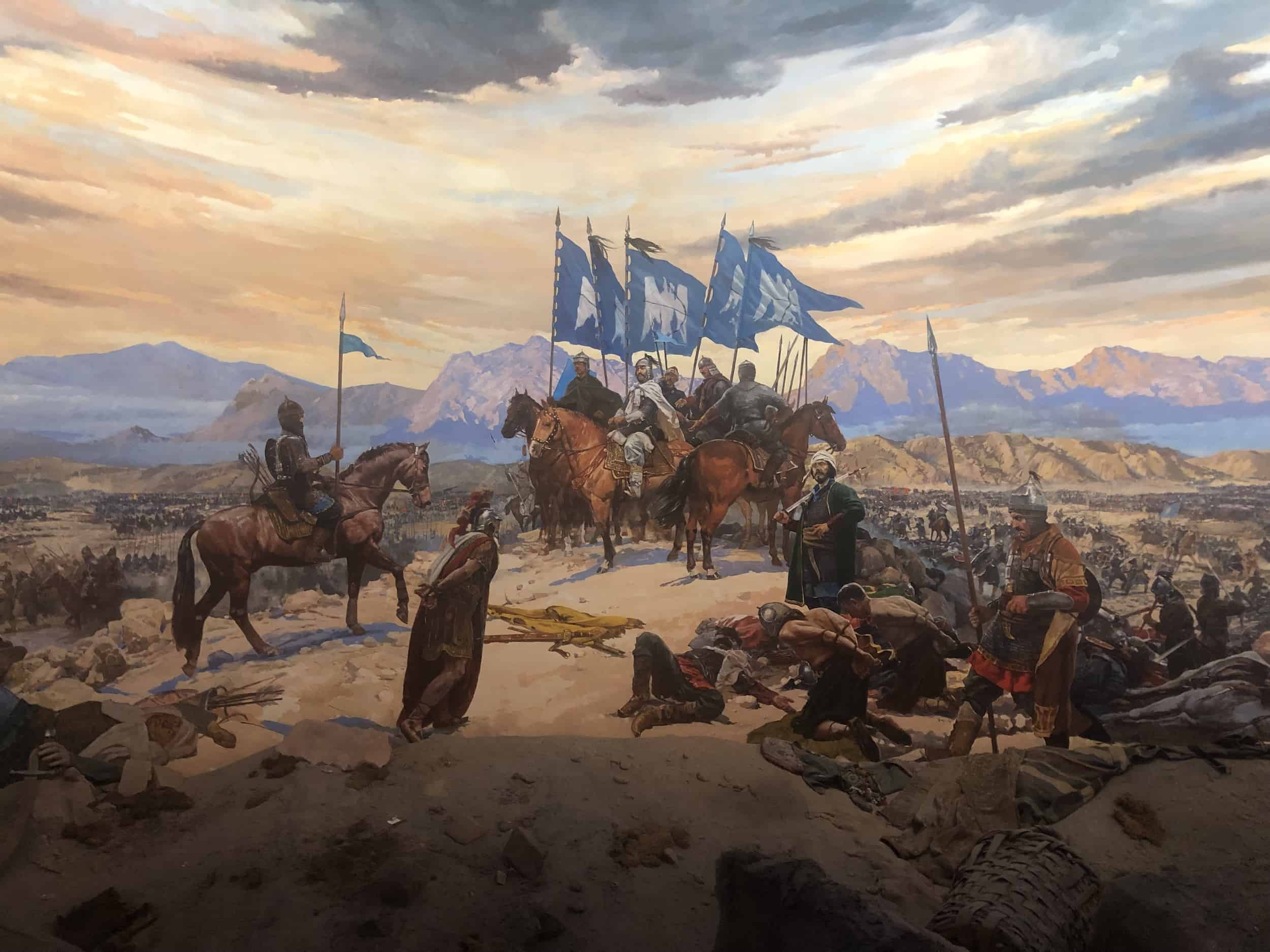 Battle of Manzikert in the Seljuk Hall at the Harbiye Military Museum in Istanbul, Turkey