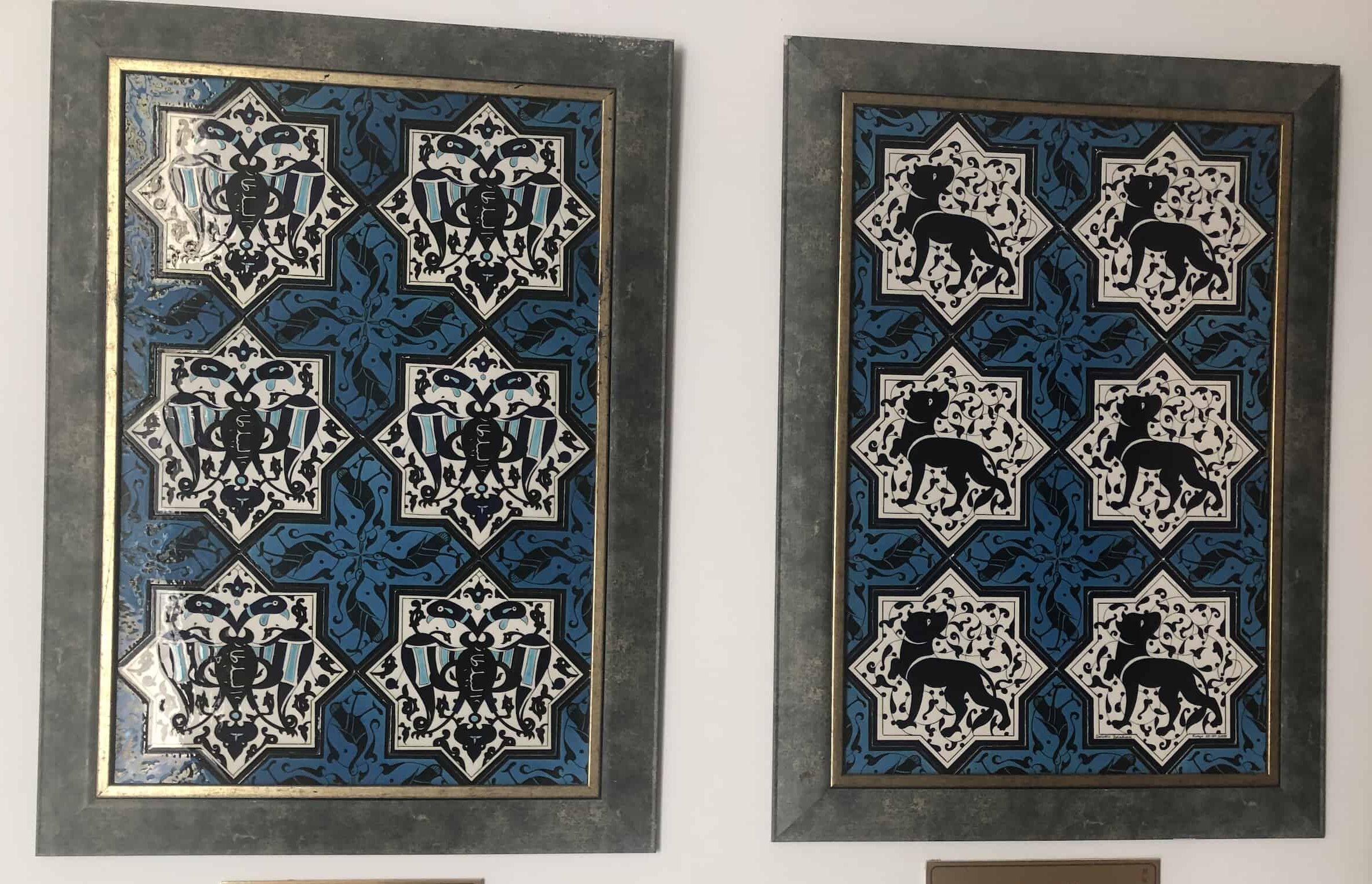 13th century tiles excavated from Kubadabad Palace in the Seljuk Hall at the Harbiye Military Museum in Istanbul, Turkey