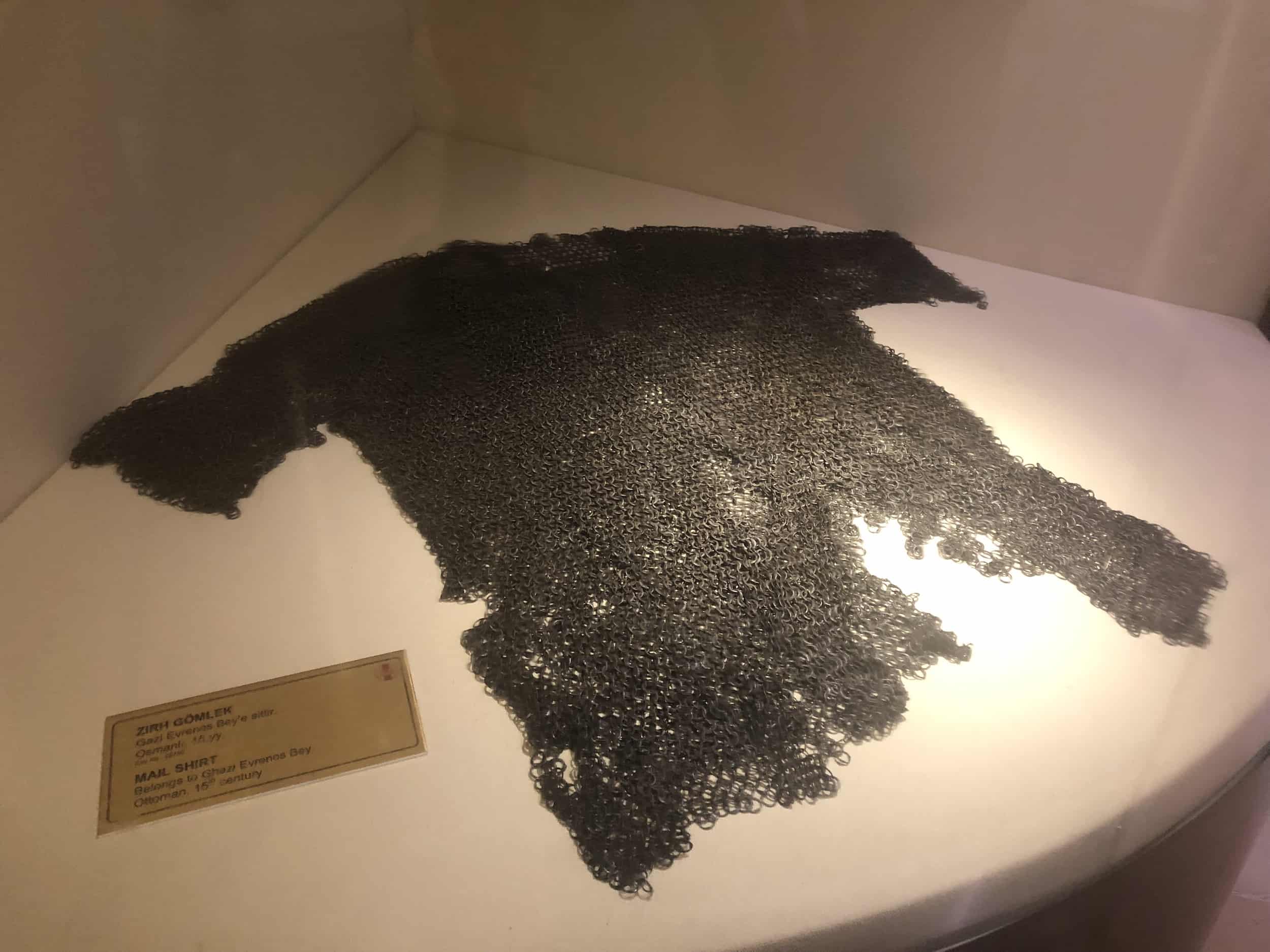 14th century chain mail shirt in the Ottoman State Establishment Hall at the Harbiye Military Museum in Istanbul, Turkey