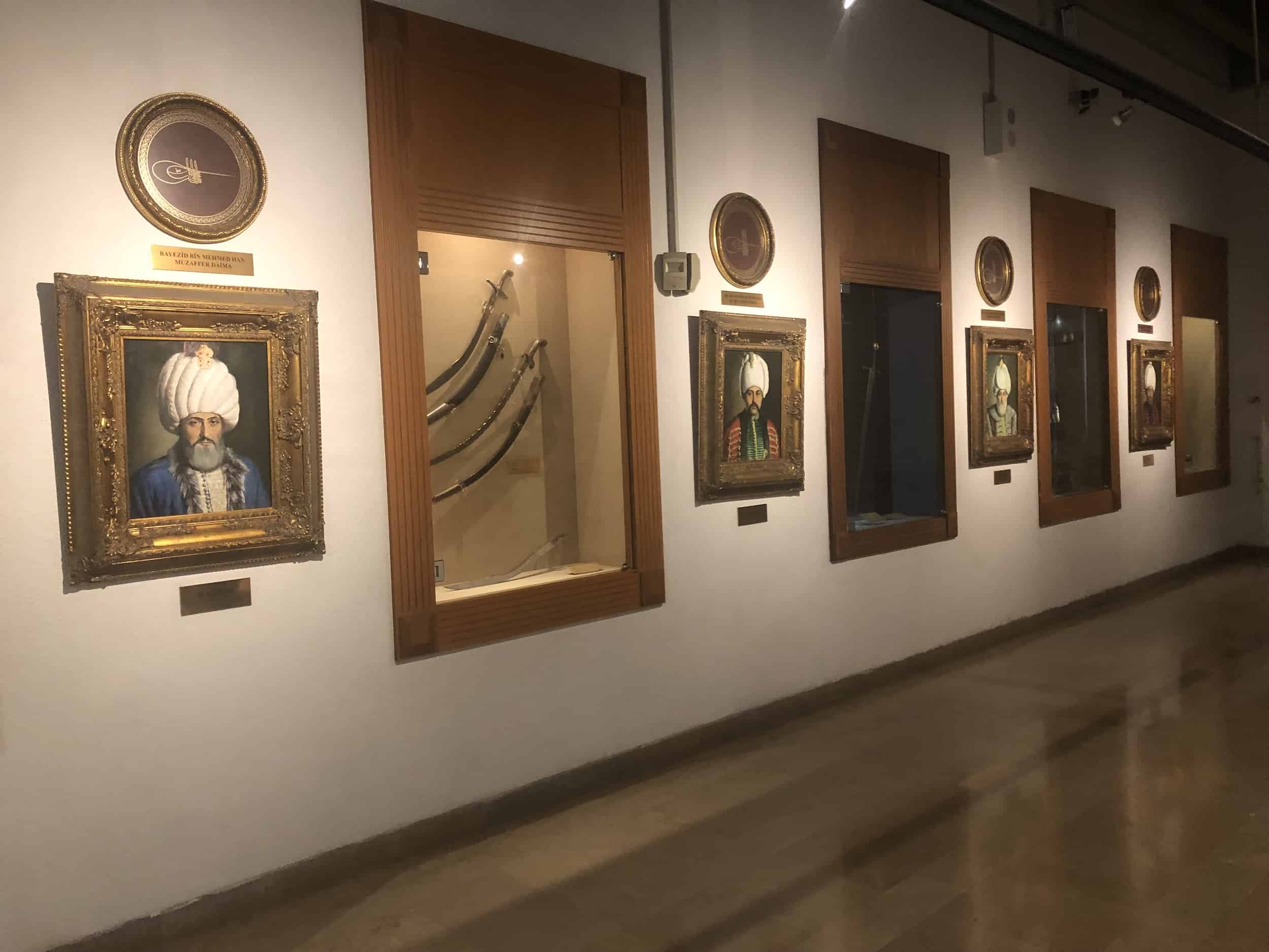 Portraits of Ottoman sultans in the Ground Floor Corridor Exhibition Area