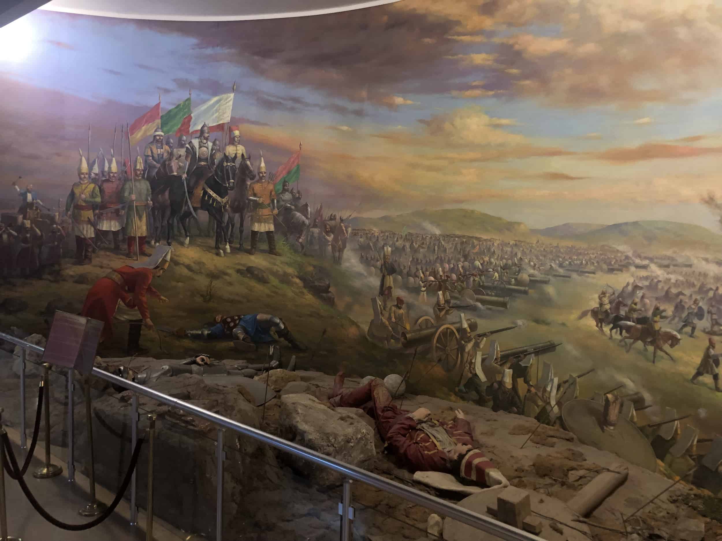 Diorama of the Battle of Mohács in the Ottoman Rising Period Hall at the Harbiye Military Museum in Istanbul, Turkey