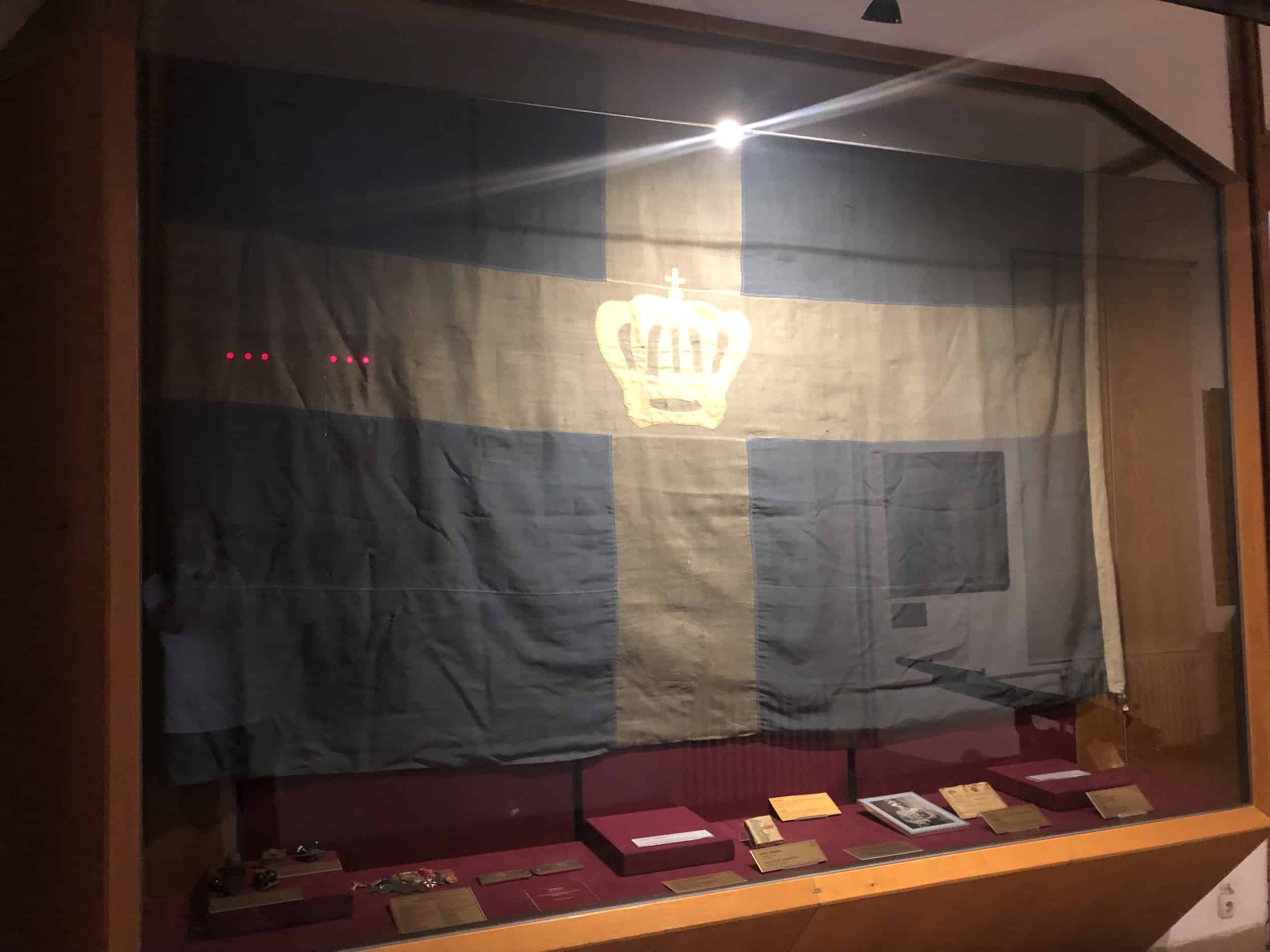 Items captured from the headquarters of the Greek Army commander in the War of Independence Hall at the Harbiye Military Museum in Istanbul, Turkey