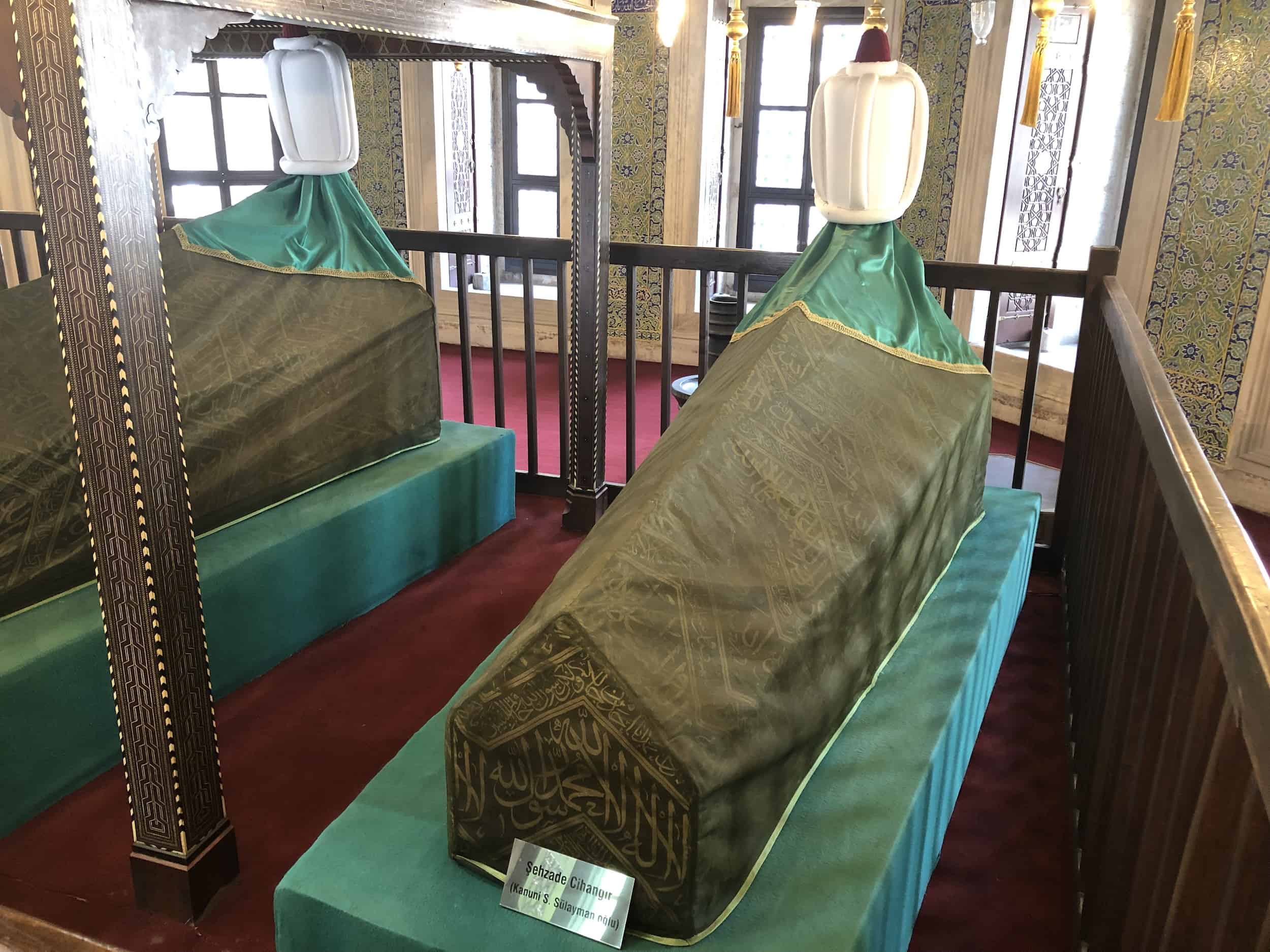 Sarcophagus of Şehzade Cihangir in the Tomb of Şehzade Mehmed at the Şehzade Mosque Complex in Istanbul, Turkey