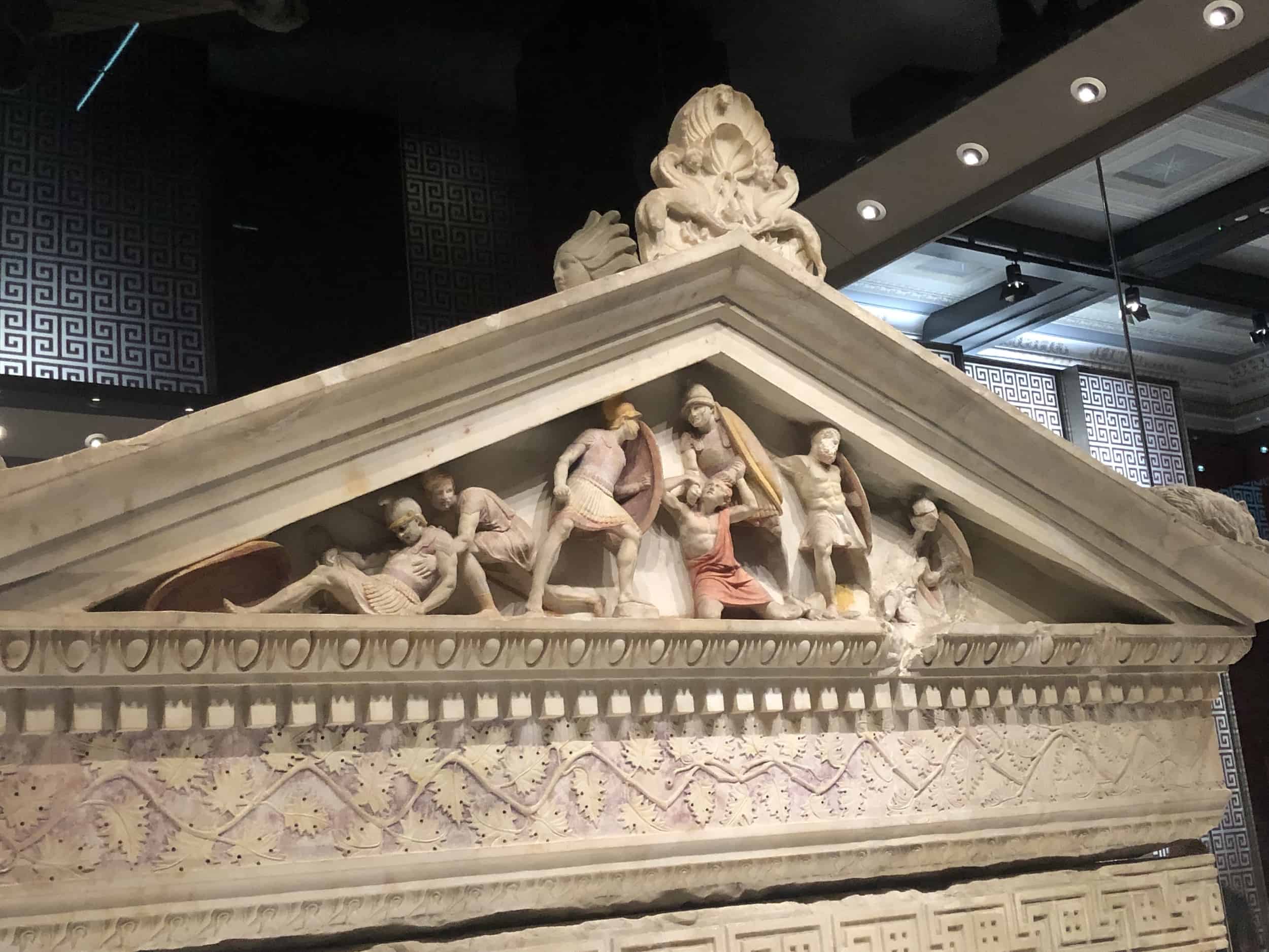 Faded colors on the Alexander Sarcophagus at the Istanbul Archaeology Museum in Istanbul, Turkey