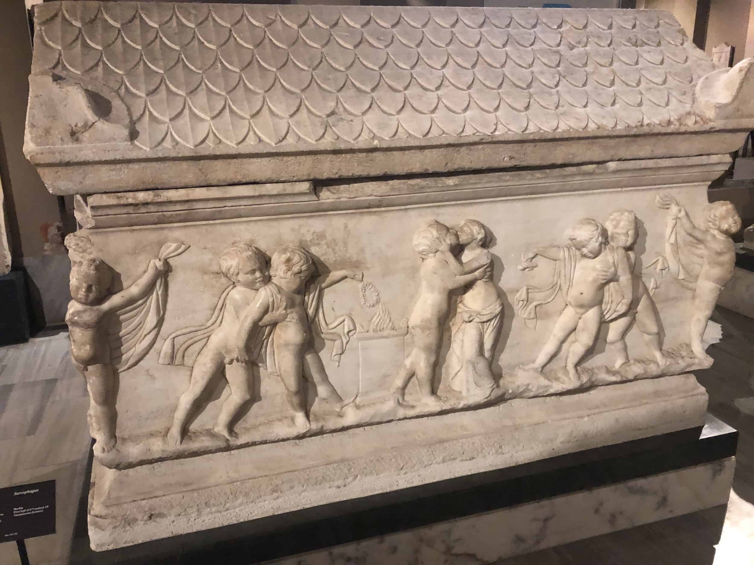 Sarcophagus; marble; first half of the 2nd century; Thessaloniki, Greece at the Istanbul Archaeology Museum in Istanbul, Turkey