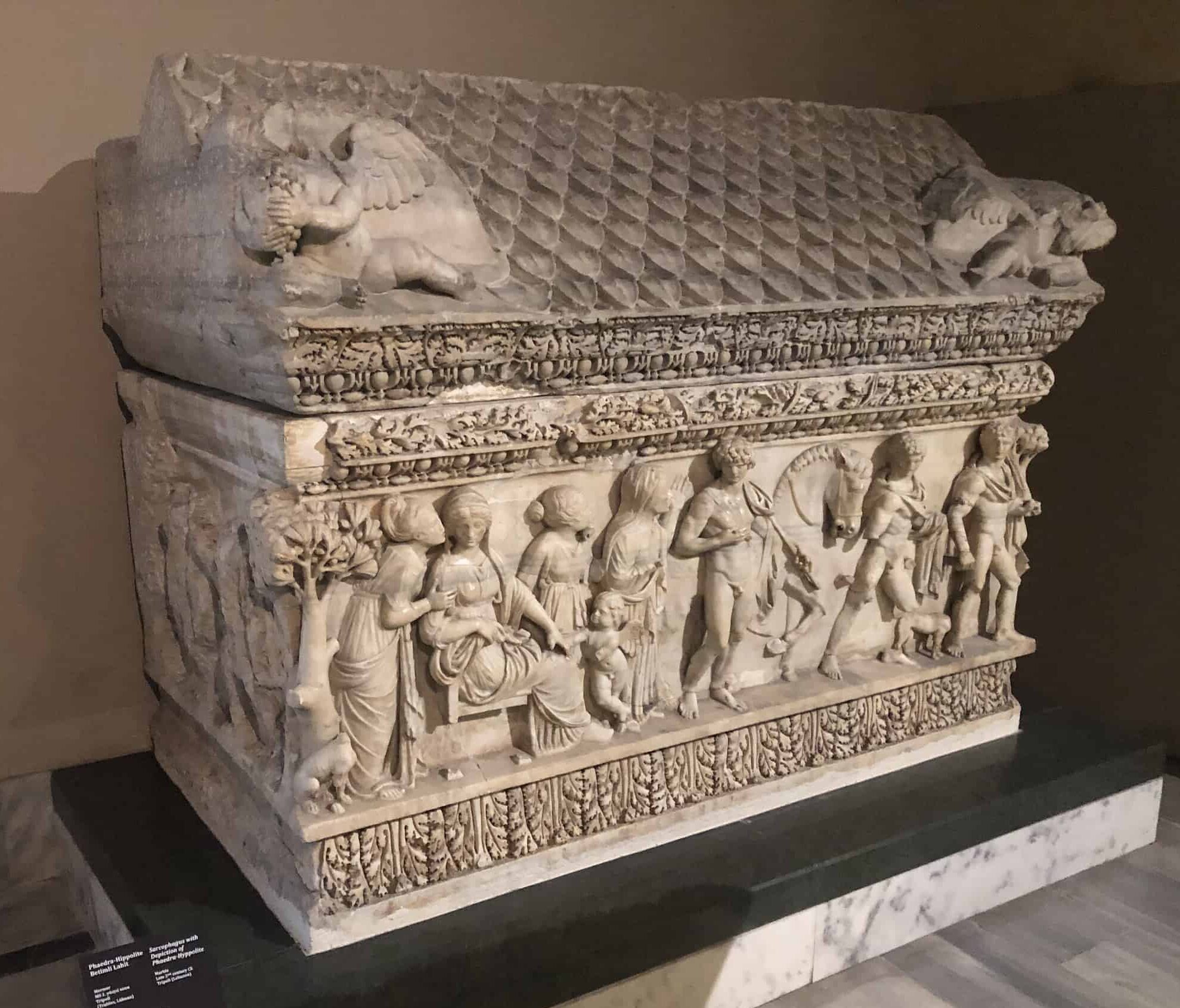 Sarcophagus with depiction of Phaedra-Hyppolite; marble; late 2nd century; Tripoli, Lebanon
