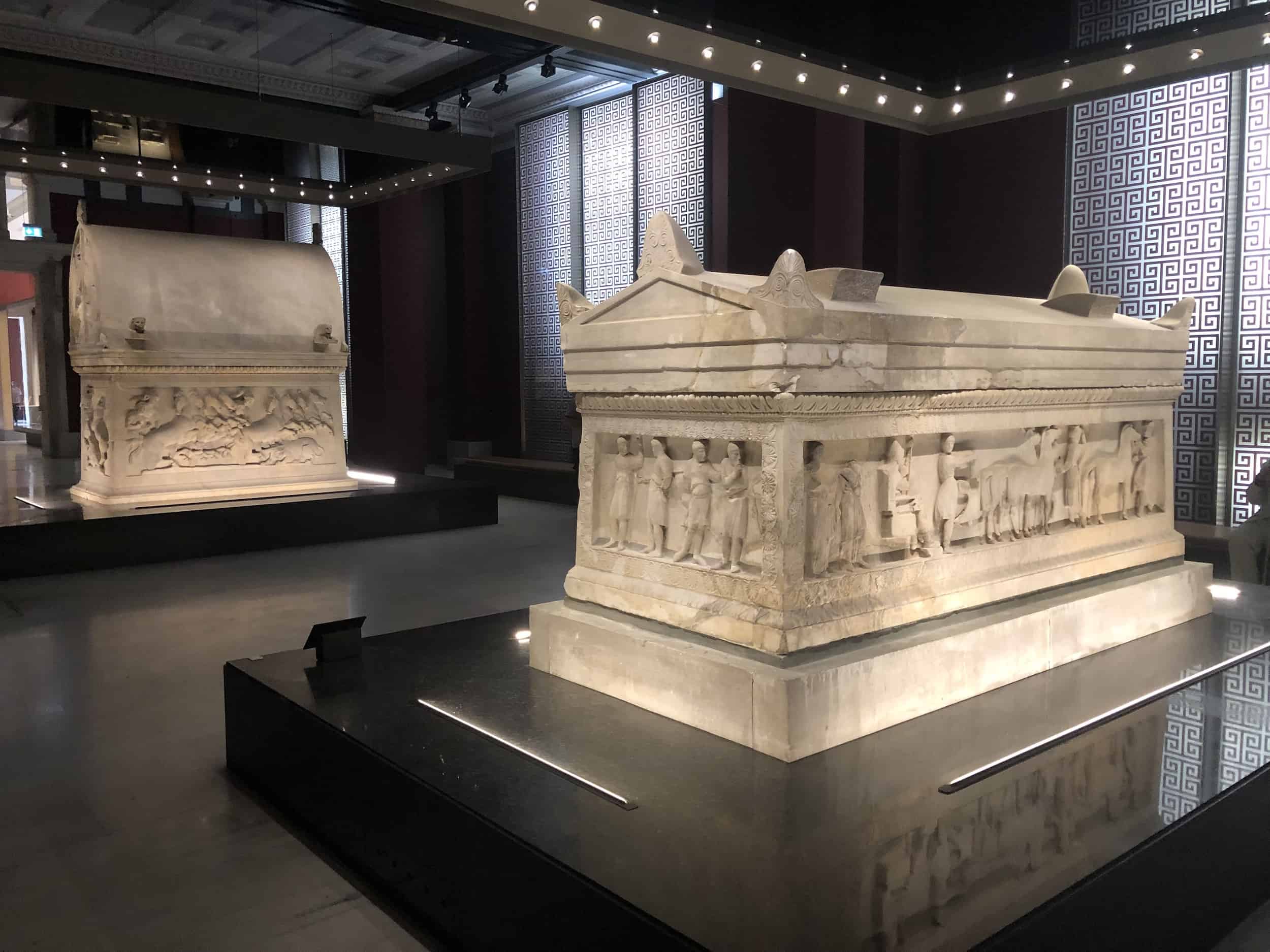 Sarcophagi at the Istanbul Archaeology Museum in Istanbul, Turkey