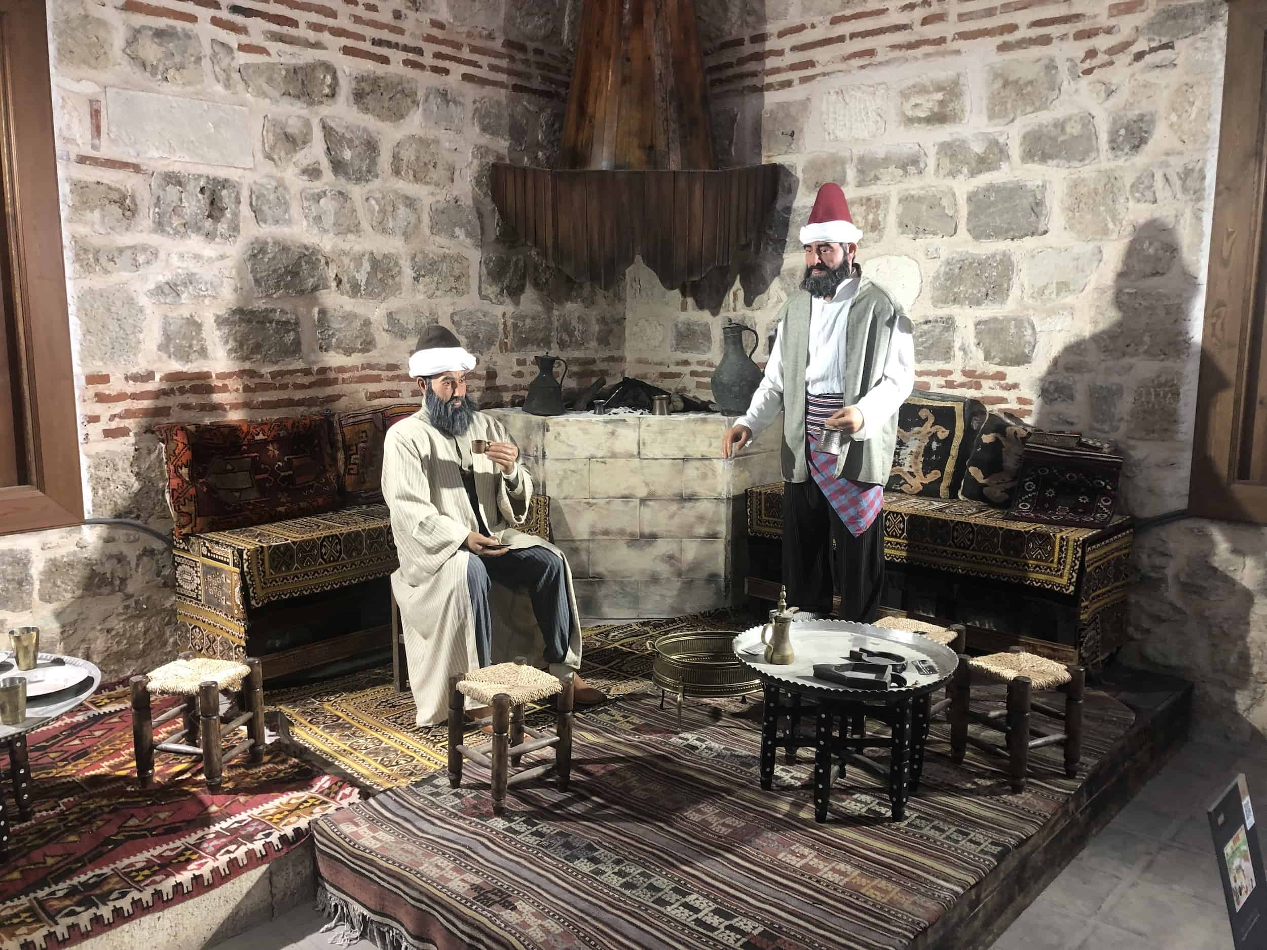 Coffeehouse scene in the soup kitchen at the Bayezid II Complex in Edirne, Turkey