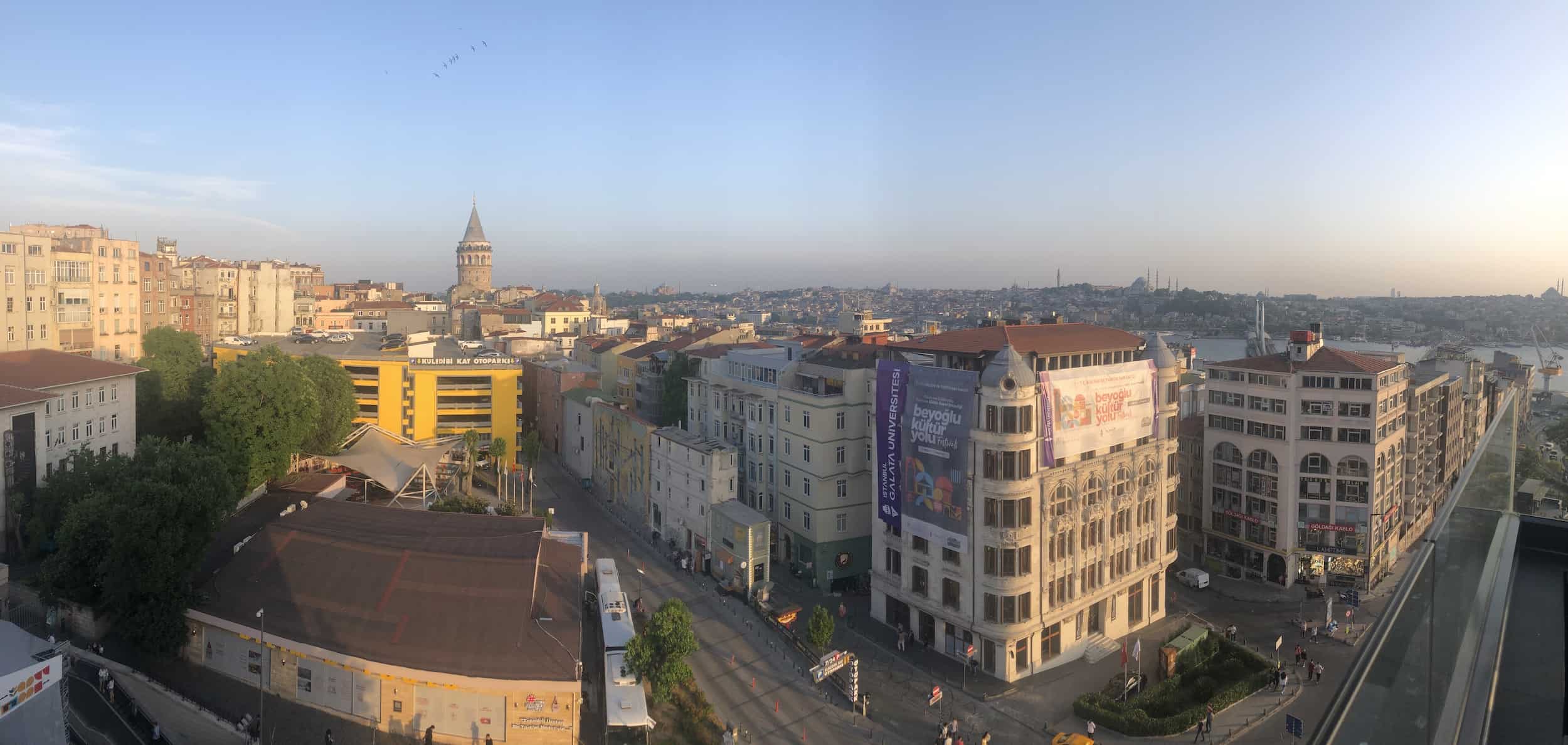 View from the rooftop terrace at the Galata Times Boutique Hotel in Istanbul, Turkey
