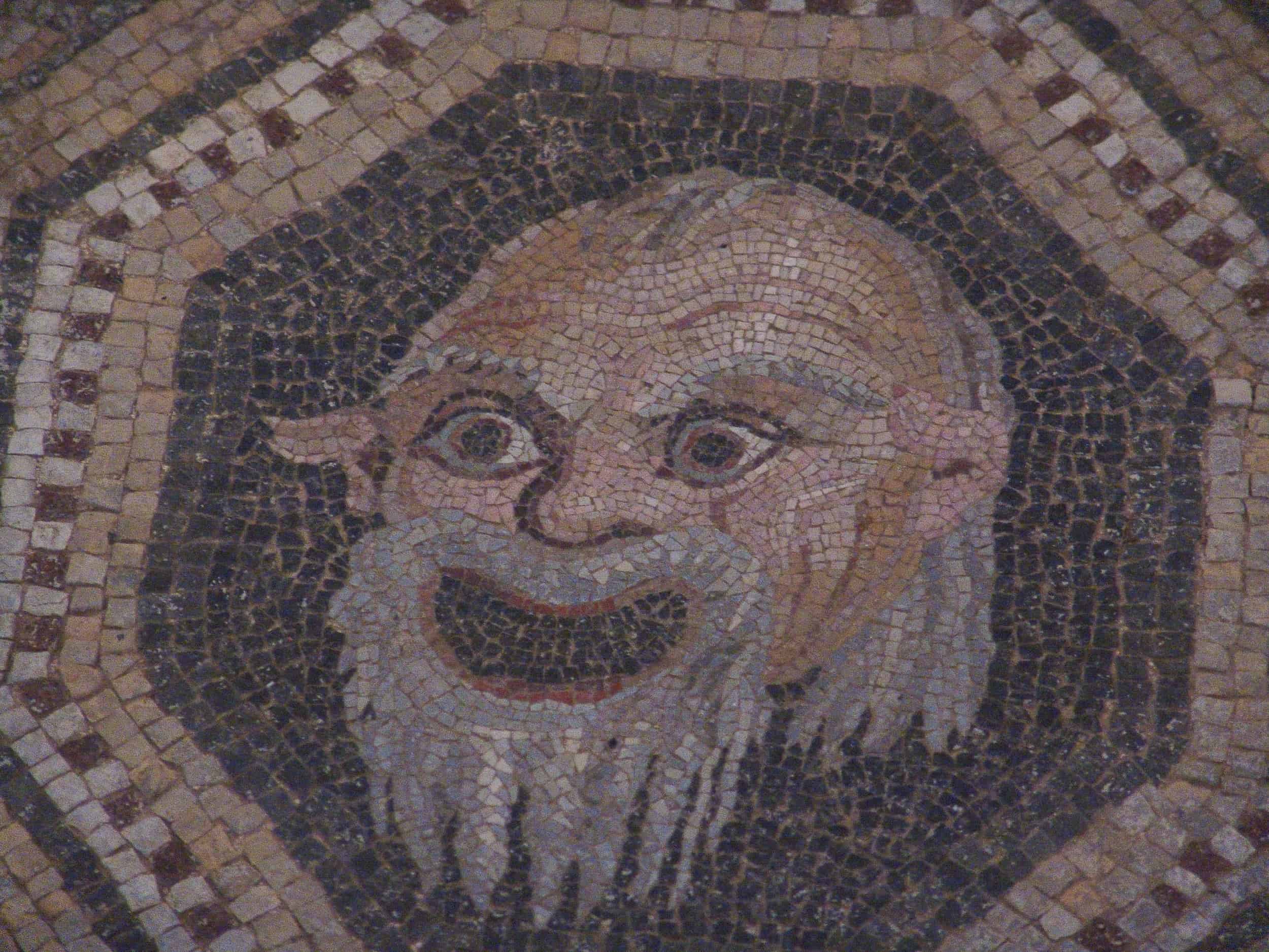 Old man on a mosaic floor of Building Z in the Lower Acropolis of Pergamon