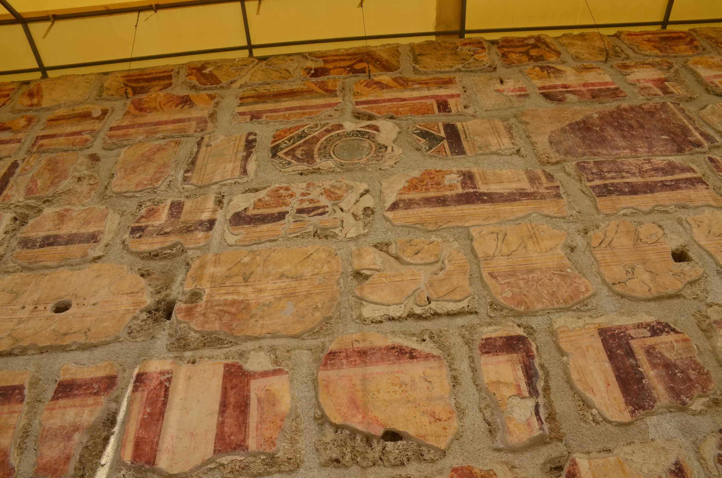 Frescoes on the wall of the west portico in the North Agora in Laodicea