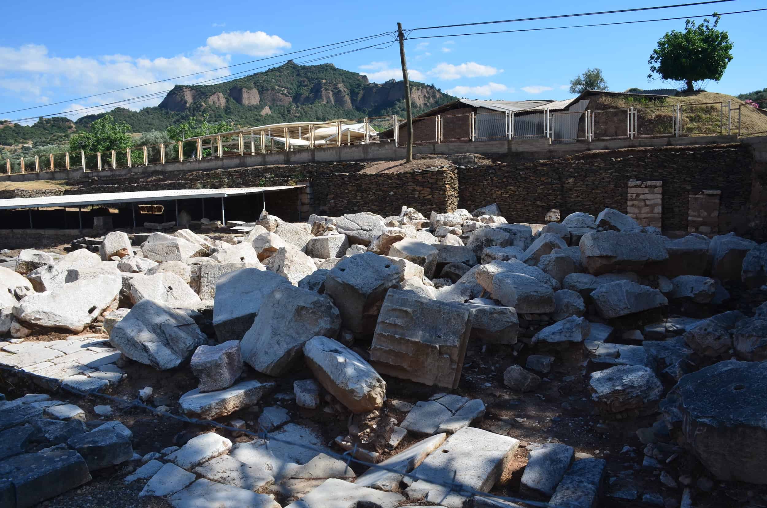 Column fragments and stones