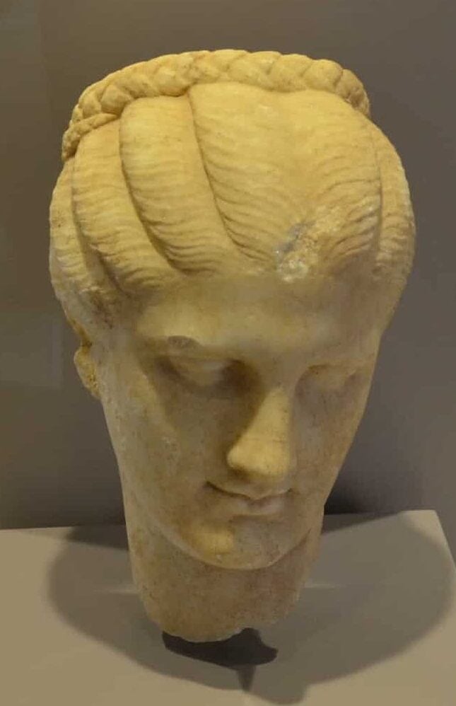 Woman's head, marble, Hellenistic period in the Knidos Hall