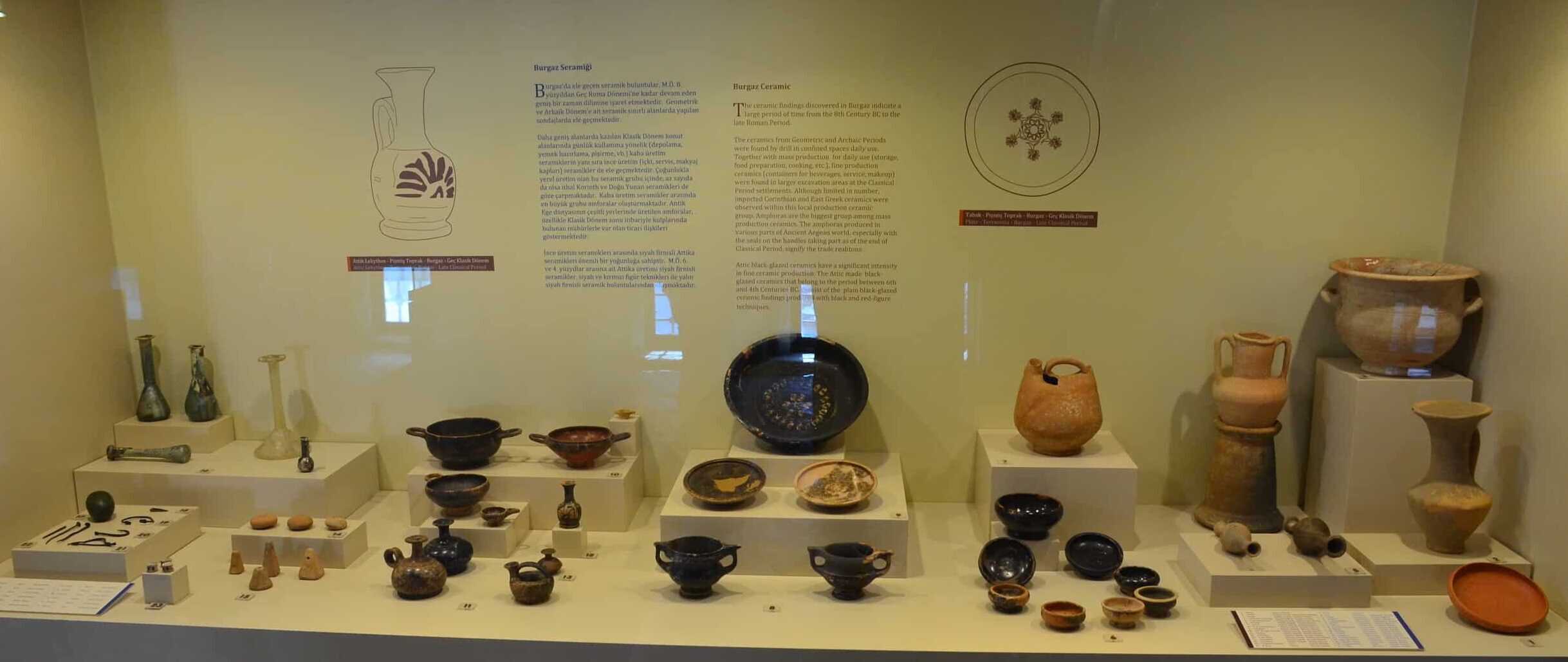 Ceramic findings from Burgaz, 8th century BC to the Roman period at the Emecik-Burgaz Hall at the Marmaris Museum