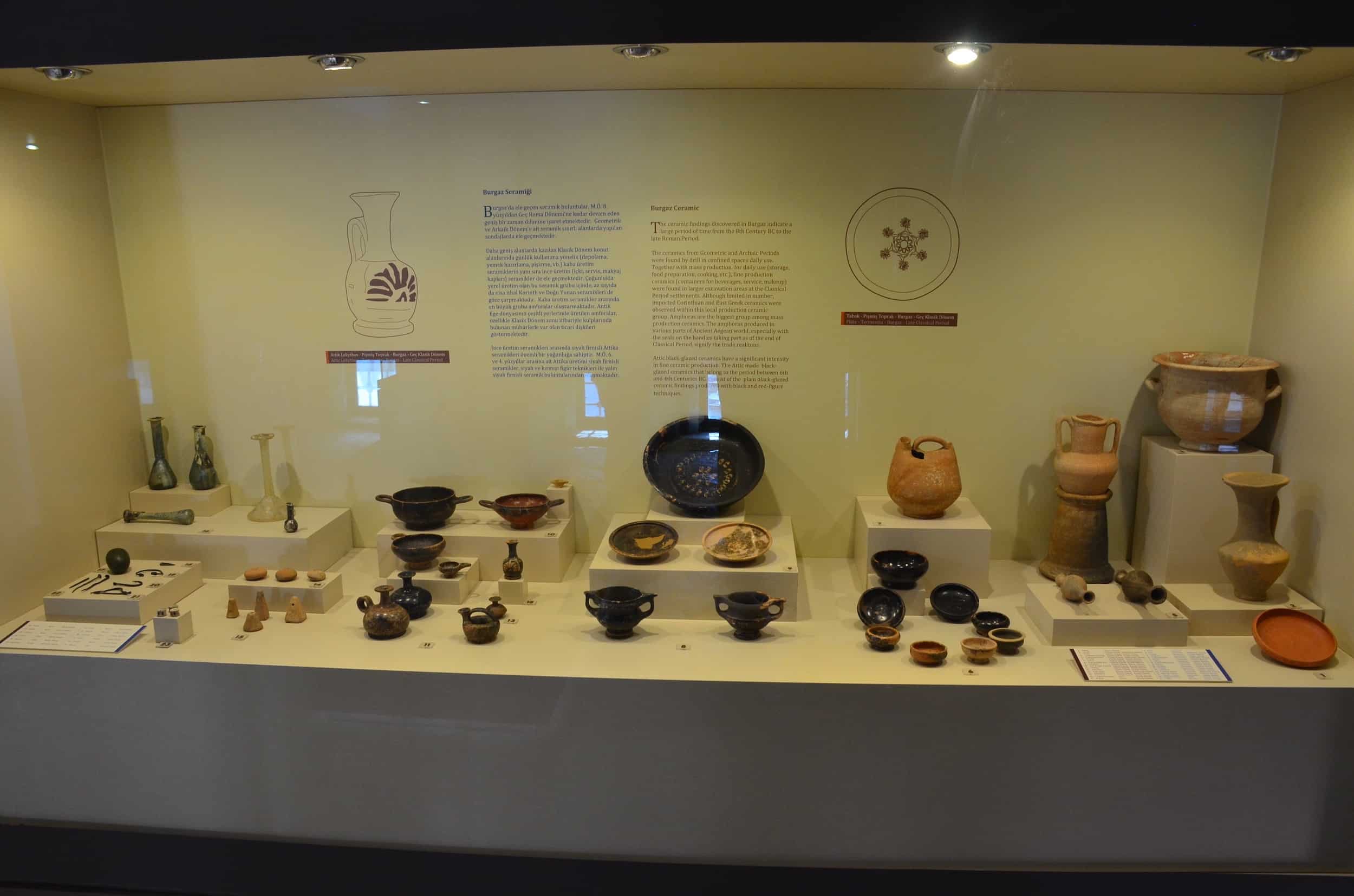Ceramic findings from Burgaz, 8th century BC to the Roman period at the Emecik-Burgaz Hall at the Marmaris Museum