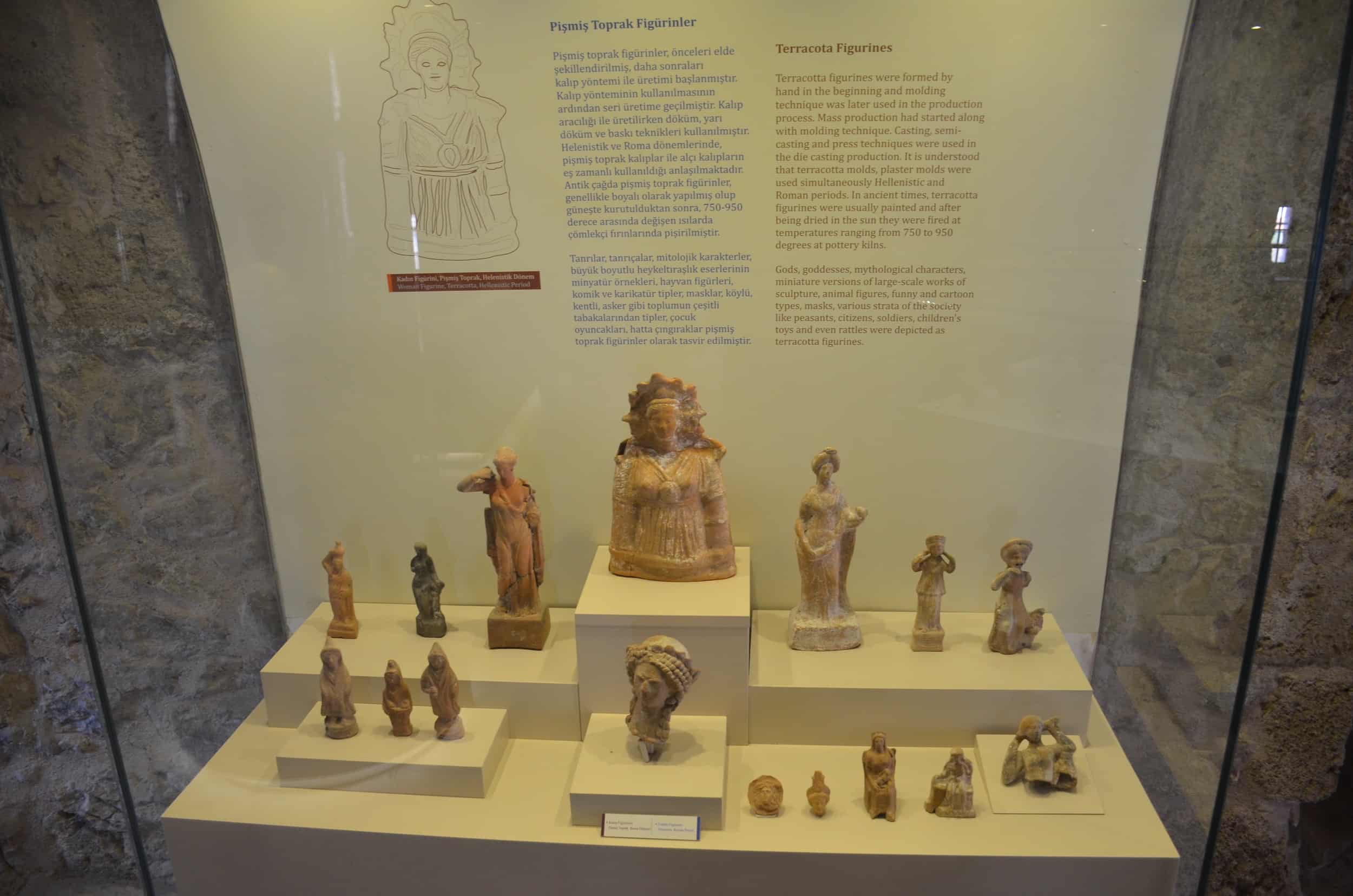 Terracotta figurines in the Marmaris and Around Hall at the Marmaris Museum