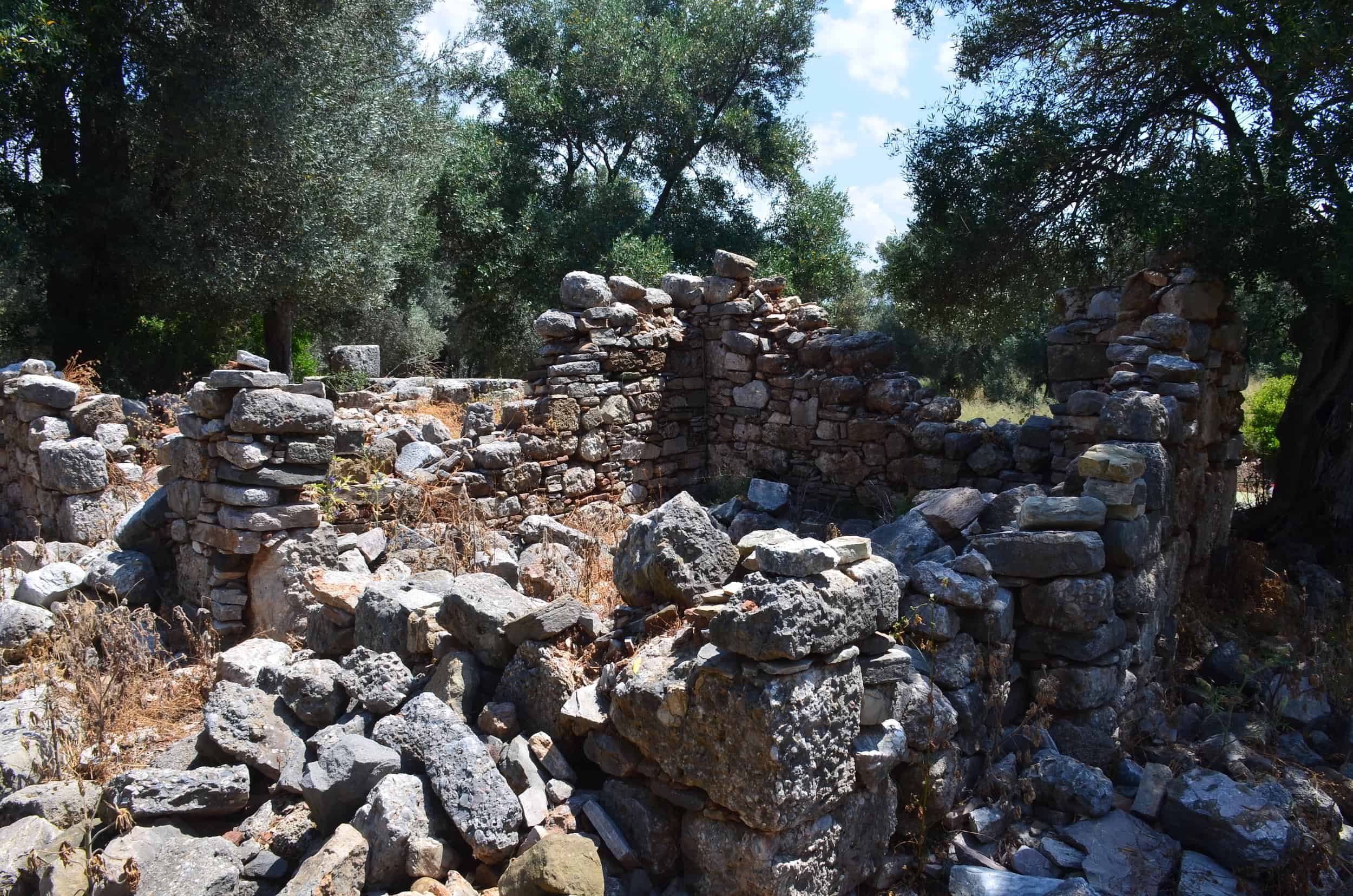 Tower on the city walls on Sedir Island, ancient Kedreai, Turkey