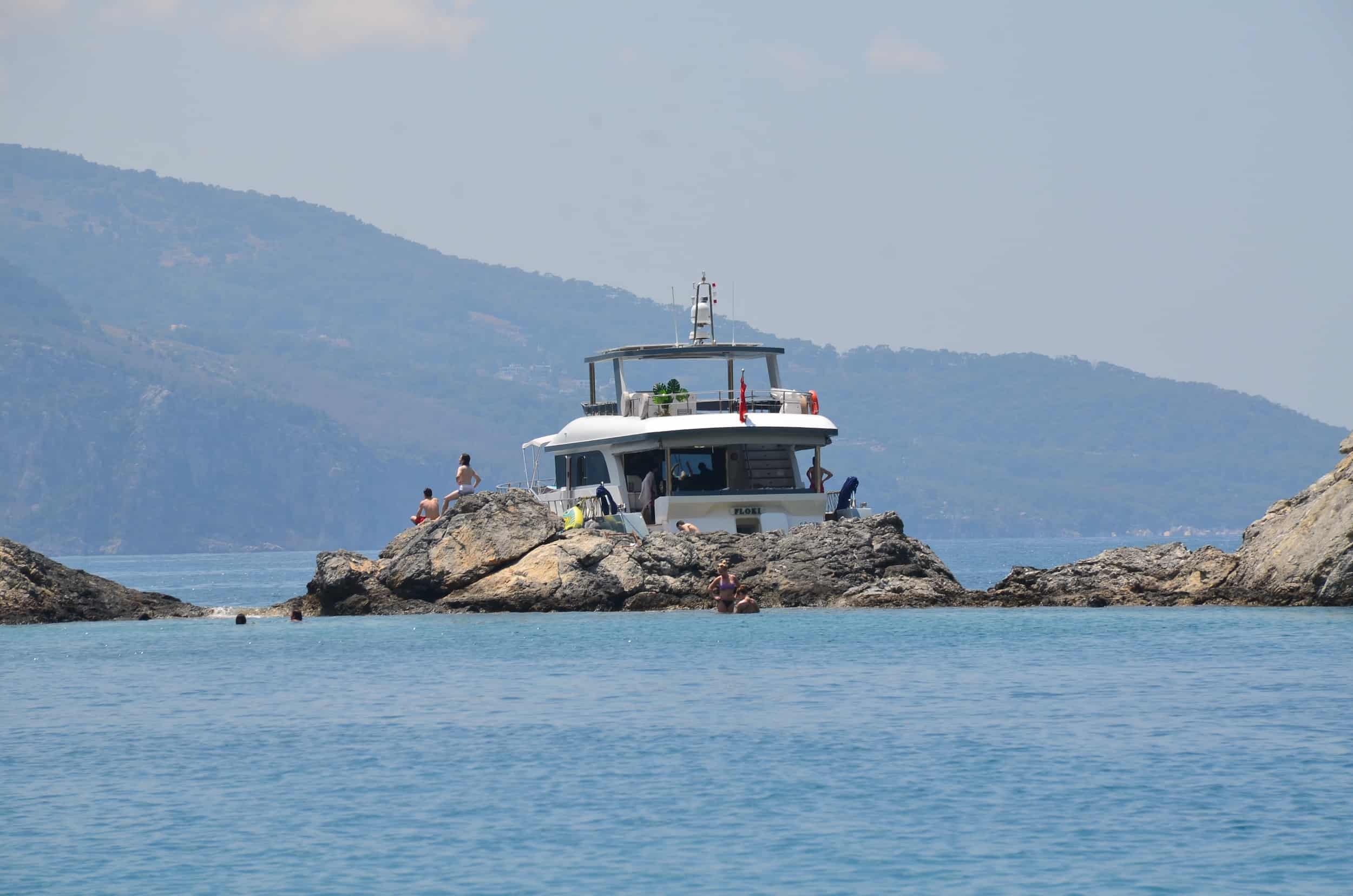 A yacht at Bozyiğit Cape