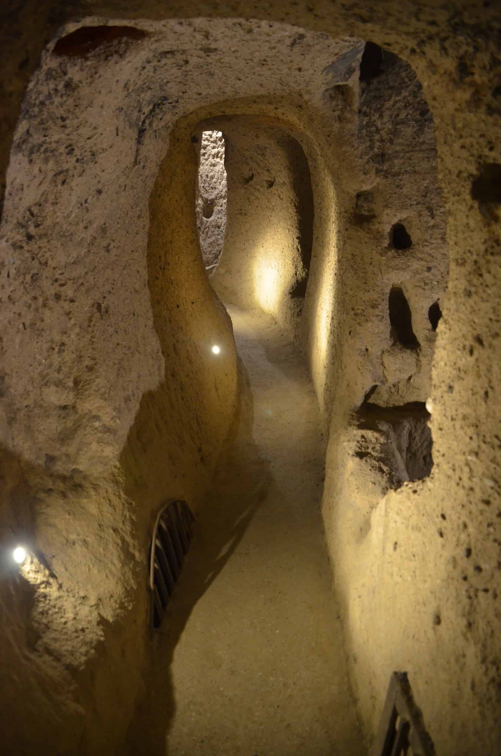 Tunnel at Kaymaklı Underground City in Cappadocia, Turkey