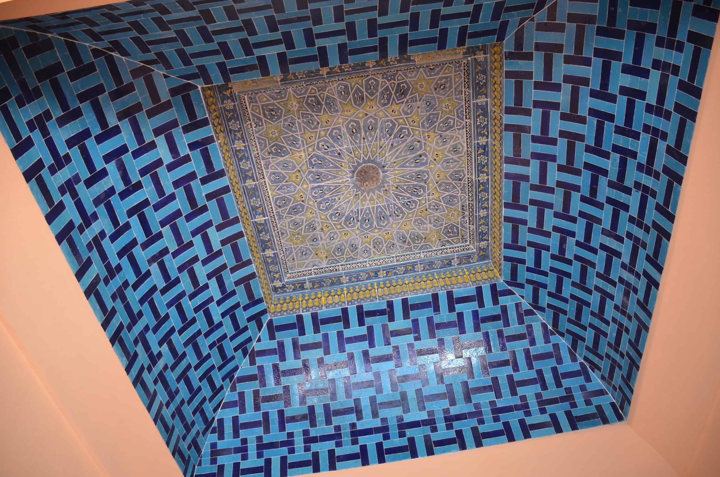 Tiles on the ceiling of a student cell of the Green Madrasa at the Bursa Museum of Turkish and Islamic Arts in Bursa, Turkey
